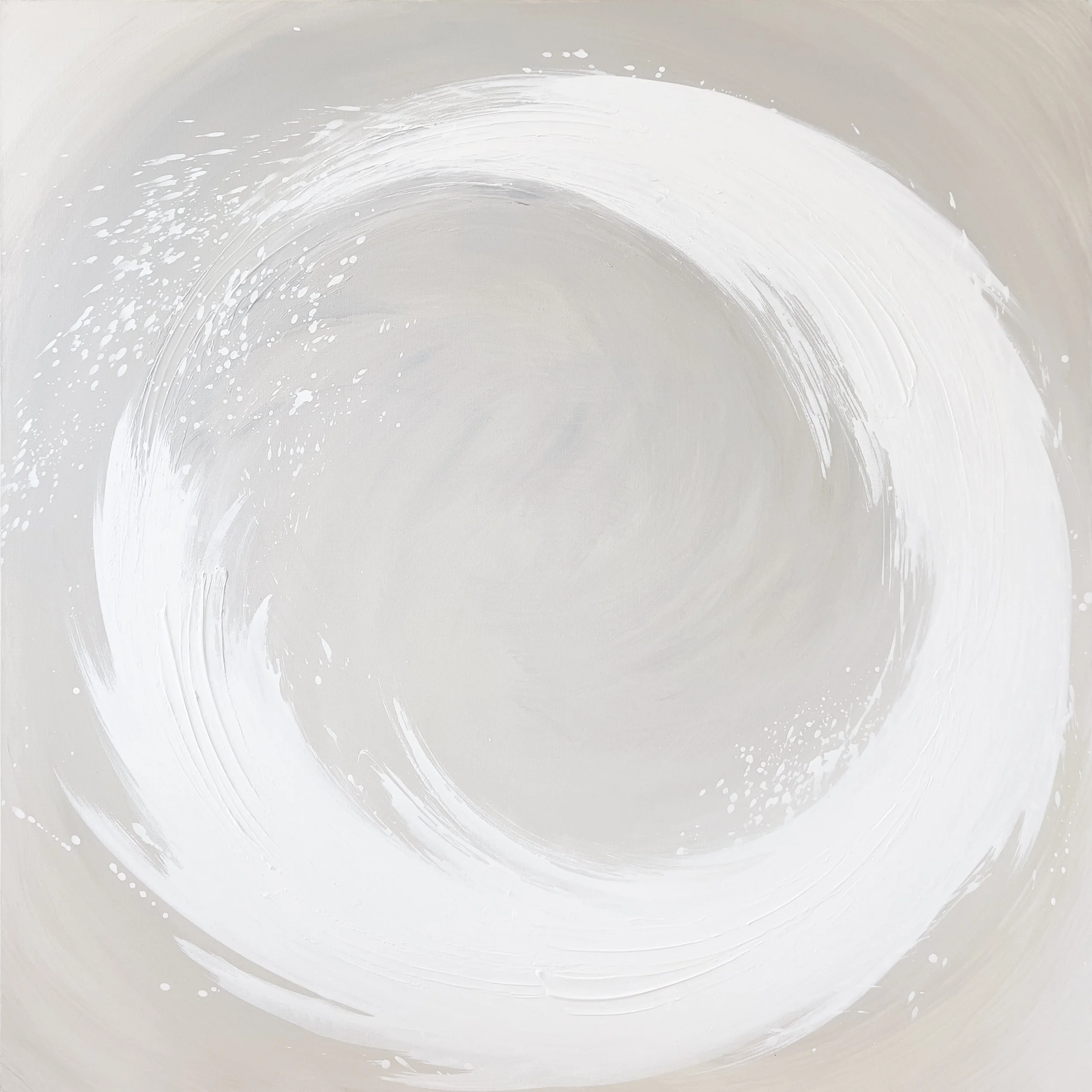 Abstract creamy white paint swirl on beige background