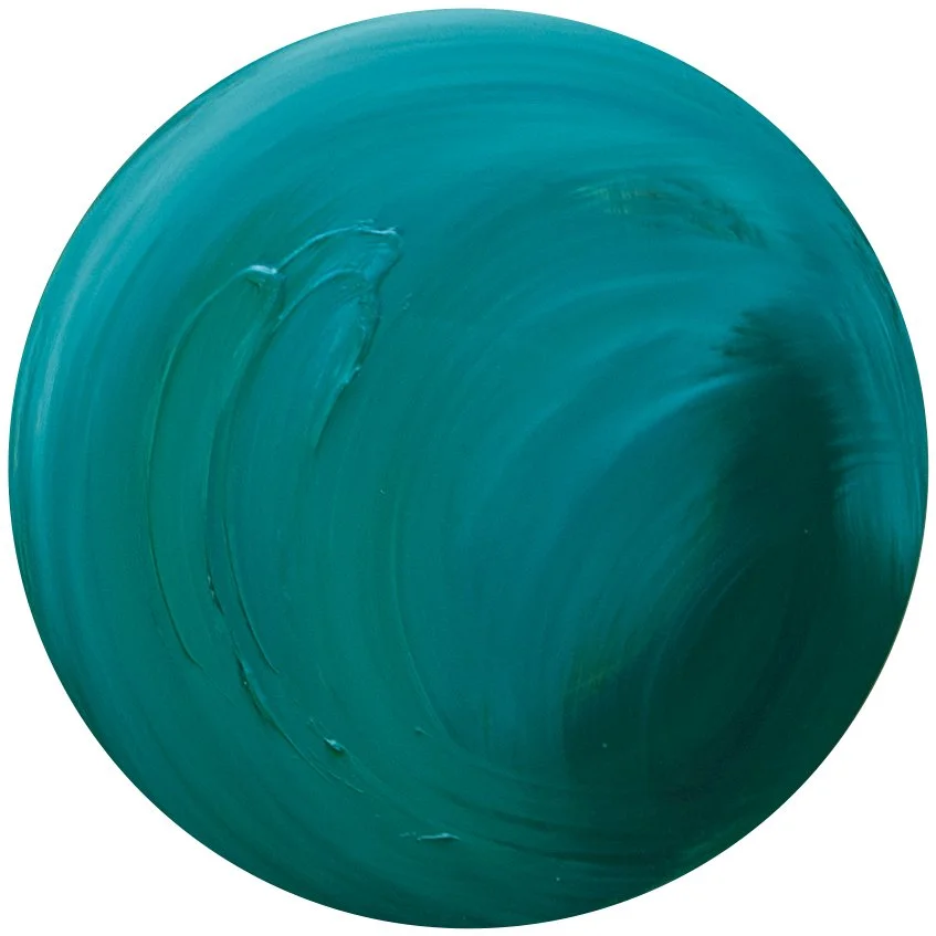 A teal-colored sphere with textured brush strokes, giving it an artistic appearance.