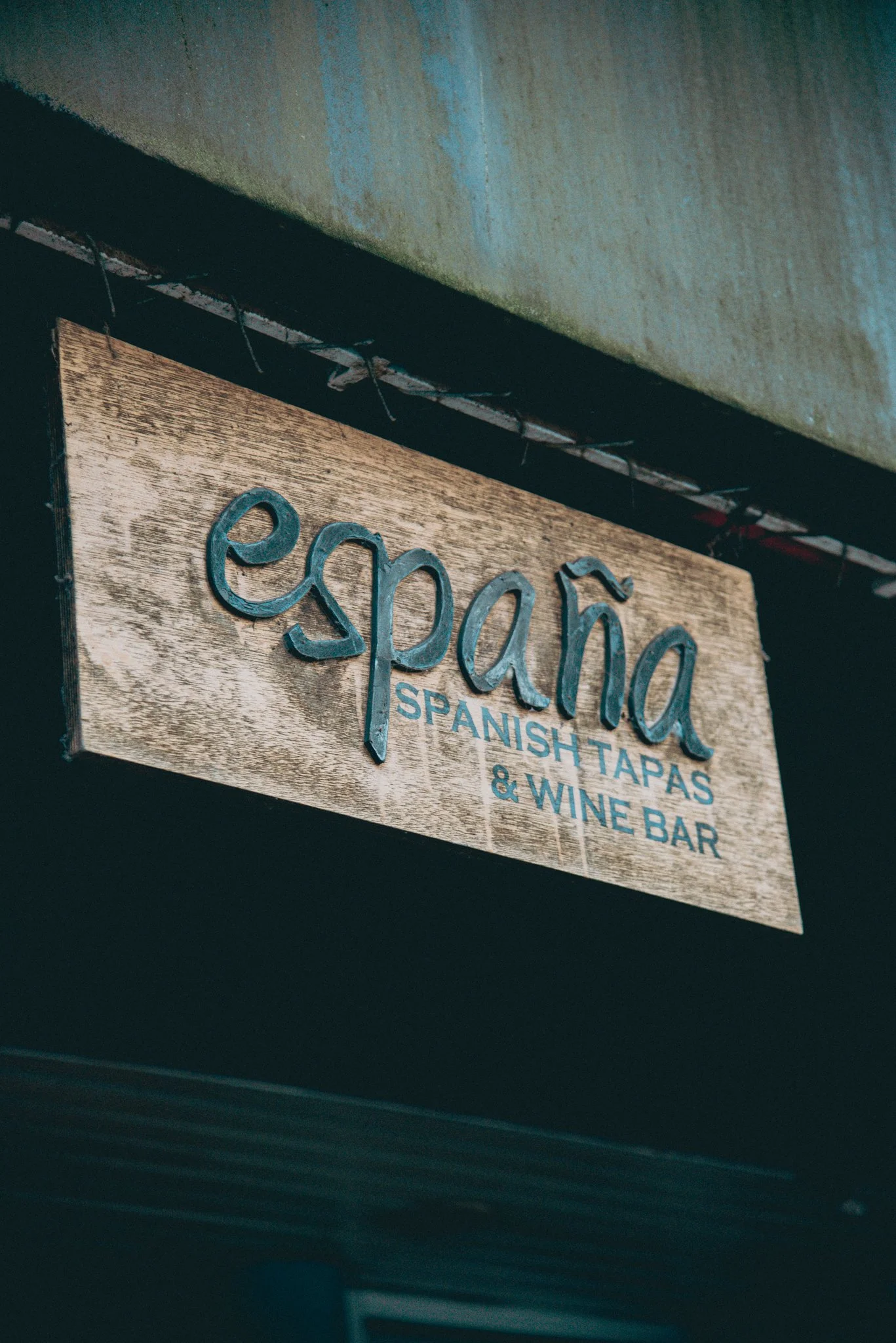 Business sign of a Spanish tapas restaurant in downtown Vancouver bc.