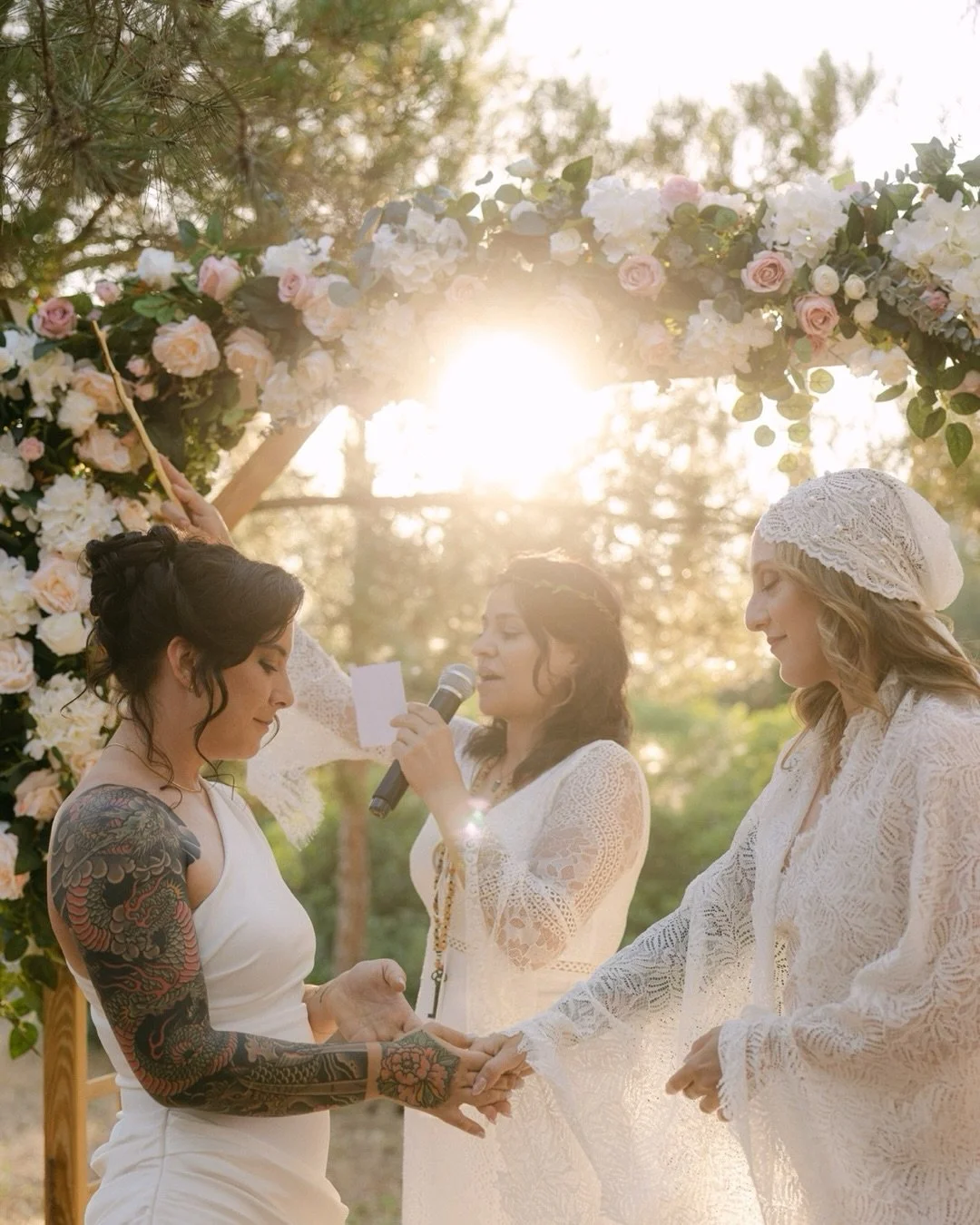 No grand ballroom.
No perfectly polished production.

Just two brides,
beneath the trees,
surrounded by the people who matter most. 💚

A woodland ceremony woven with ancient rituals,
a celebration built around connection,
and a day that looked exact