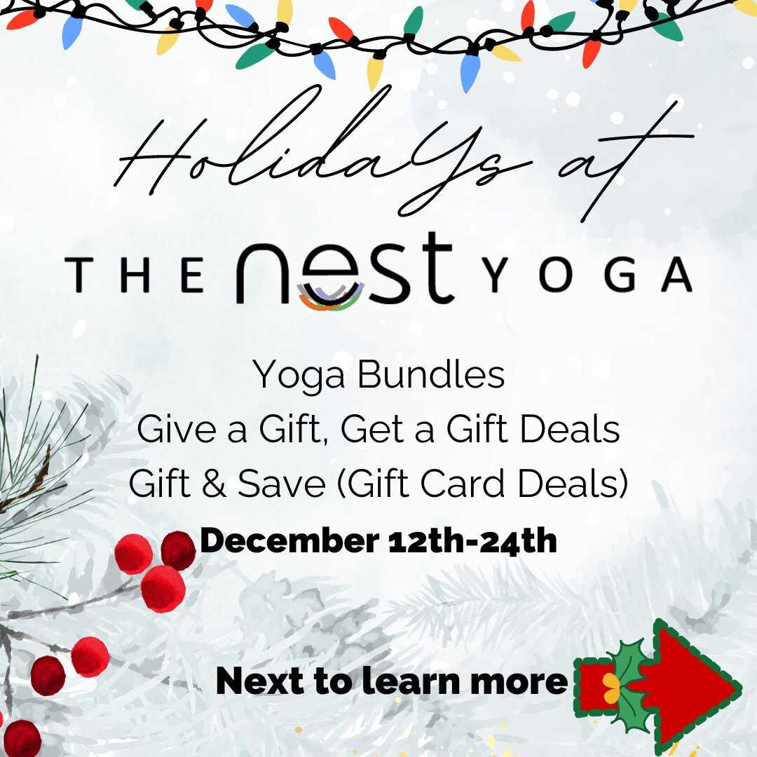 Give the gift of yoga this Holiday season!

We have all kinds of fun deals on from Dec 12th-24th

Holiday Gift bundles

Get You Started Bundle $350 Value for JUST $195 
The Best deal to get the yogi in your life STARTED at the studio!
Copy this link 