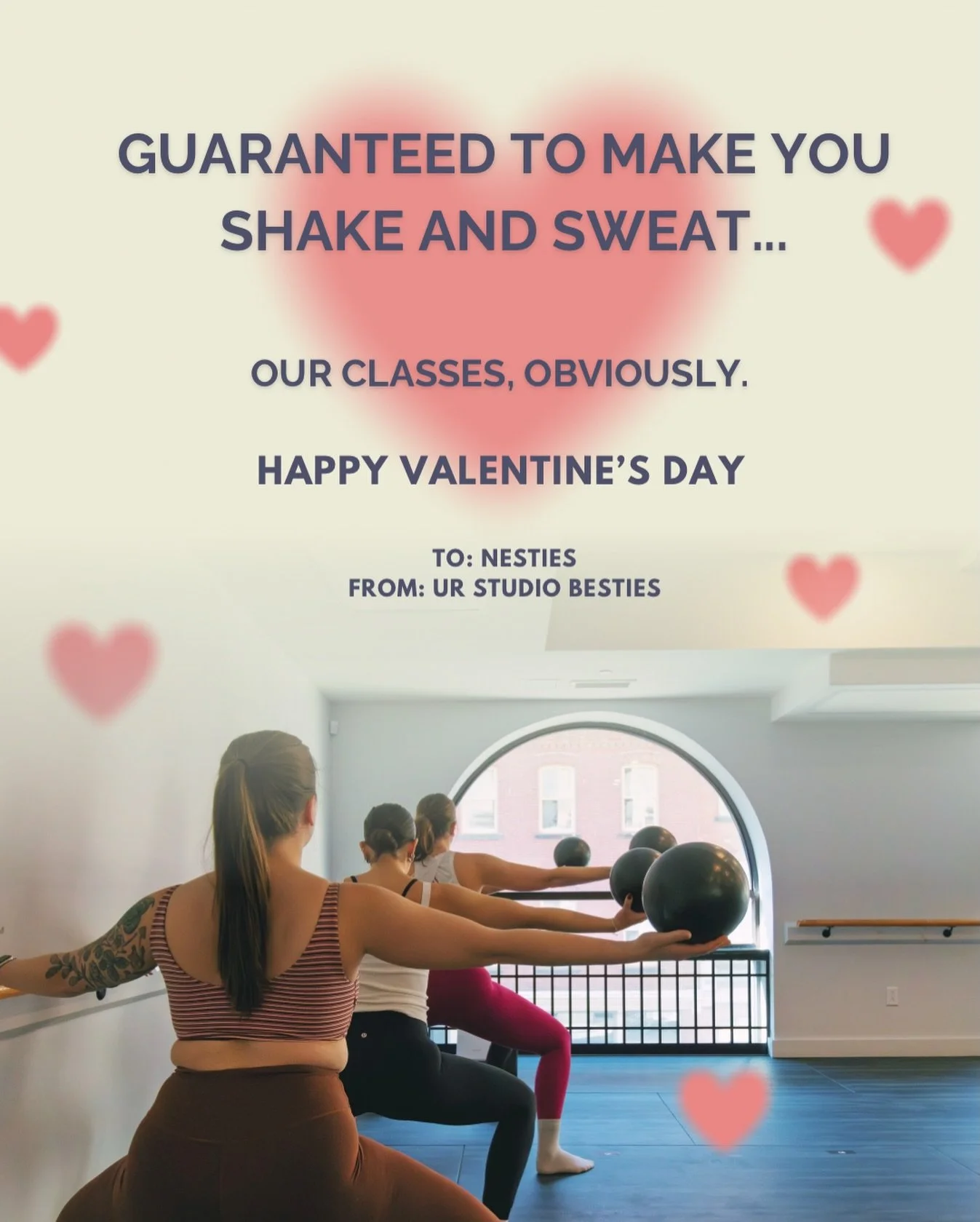 The only Valentine gift that really matters? Showing up for yourself.

Happy Valentine&rsquo;s Day to our Nesties 💘 
Shake and sweat in a class tomorrow; 4 hot dates to choose from 🤭