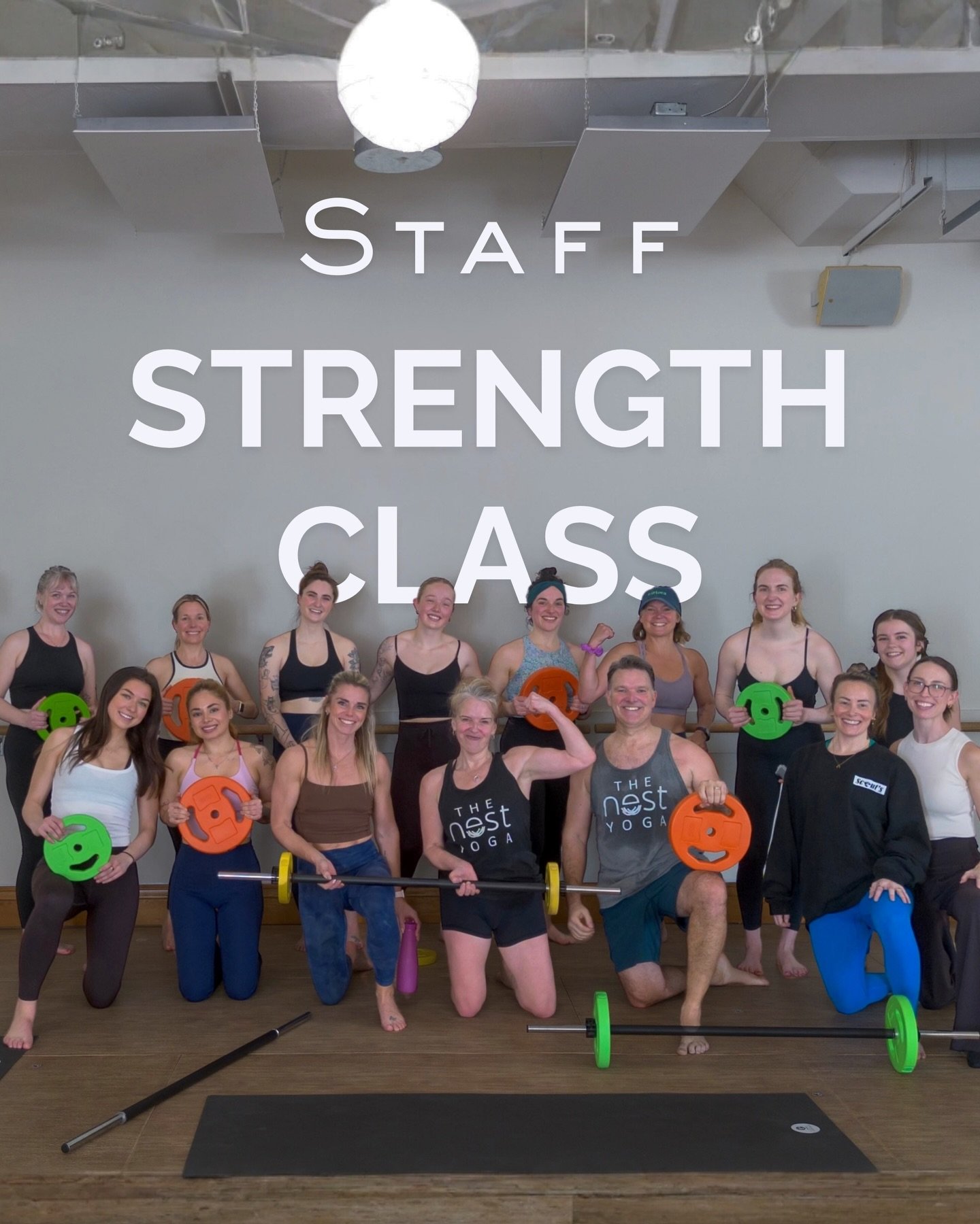 We had to put the staff through it for the real test 💀

Barbells &amp; plates and muscles we forgot existed. Sweat. Some tears. 

Kait&rsquo;s Iron Strength class is officially Nest-staff approved 🥰👏🏼

This isn&rsquo;t your average workout or nor