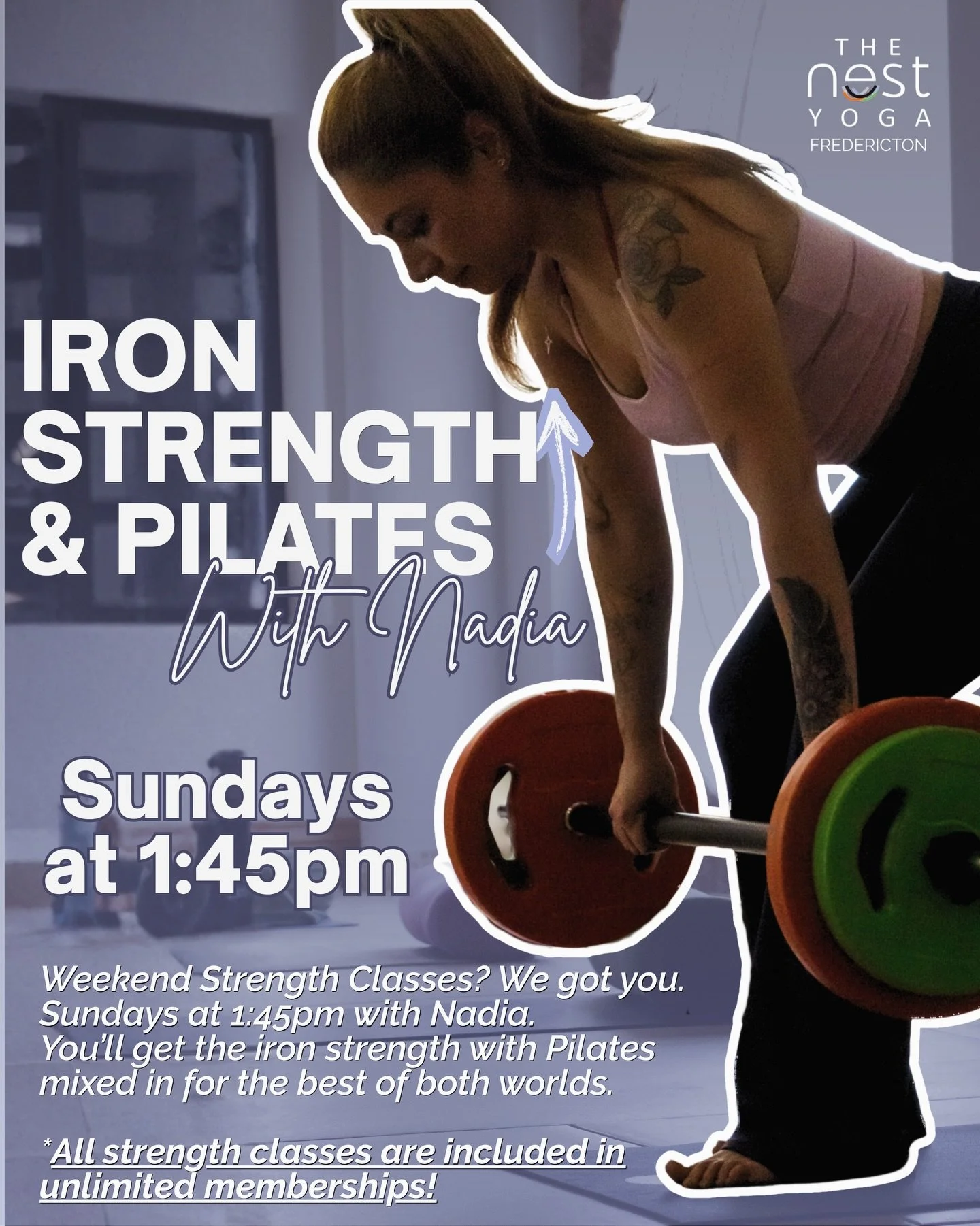 Getting your strength workout in during the week can be hard, we get it. That&rsquo;s why we made space for it on Sundays 🔥

IRON STRENGTH &amp; PILATES with Nadia, starting April 12th. 
&rarr; build strength with plates and barbells
&rarr; move wit