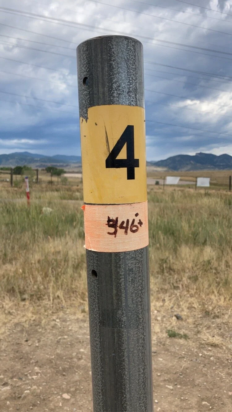Confusing distances at hole four at Bird's Nest Disc Golf Course in Arvada, CO. 