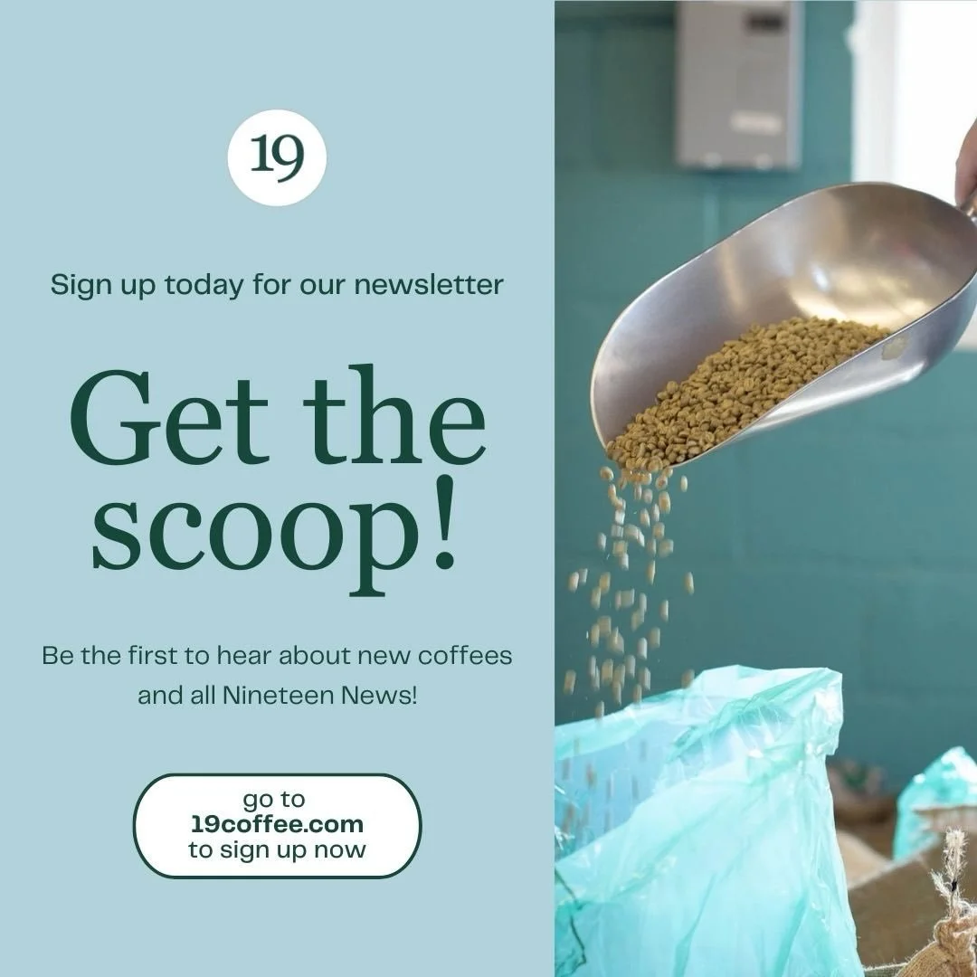 Sign up at our website for all the Nineteen News. Fresh, hot and delivered to your inbox on the regular. (But not too often) 

➡️ 19coffee.com

#coffeedelivery #coffeeonline