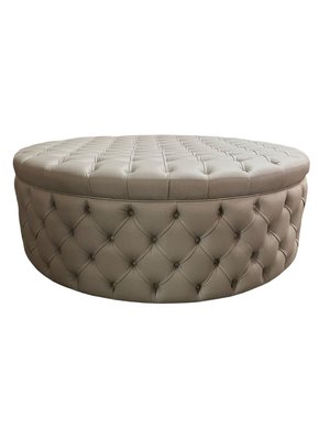 Show ROUND DIAMOND BUTTON TUFTED OTTOMAN front view