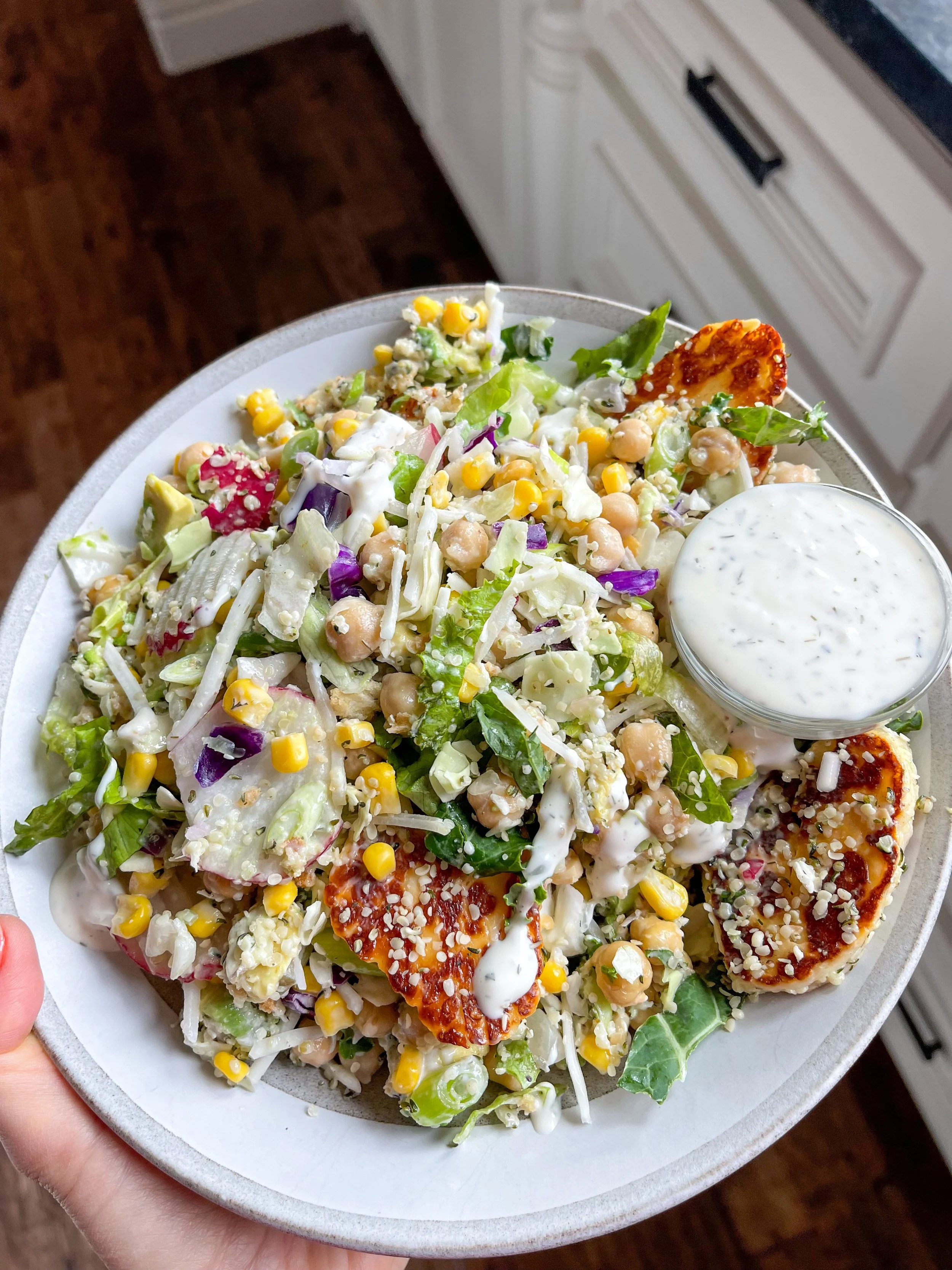 LOADED DILL PICKLE HALLOUMI SALAD