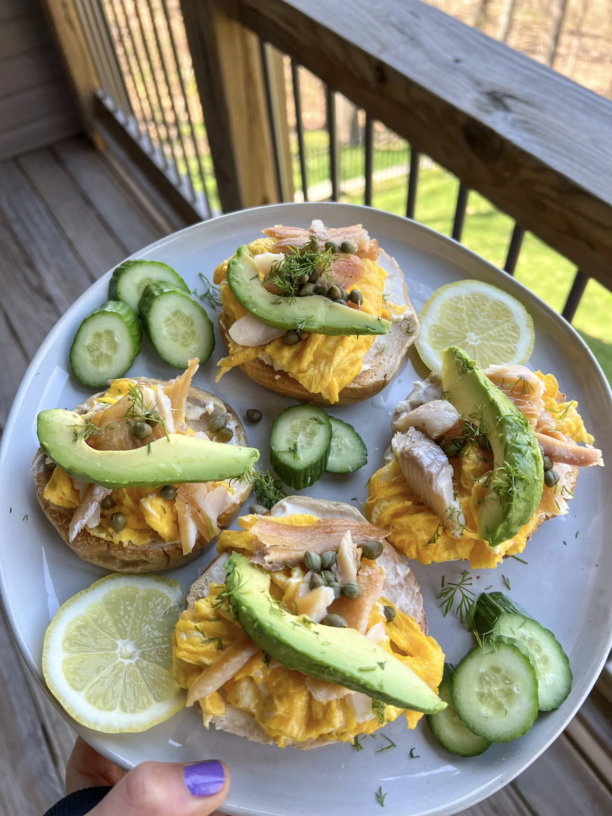 SMOKED TROUT PRETZEL BAGEL BREAKFAST SANDWICHES
