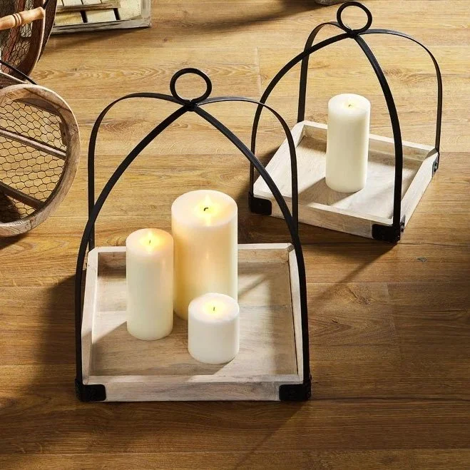 Beautiful Black Iron Lantern Set Small and Large
