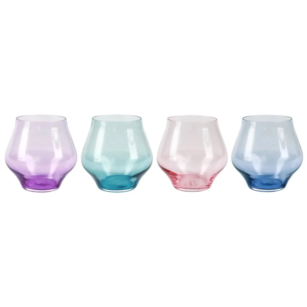 VIETRI Contessa Stemless Wine Glasses, Set of 4 Assorted