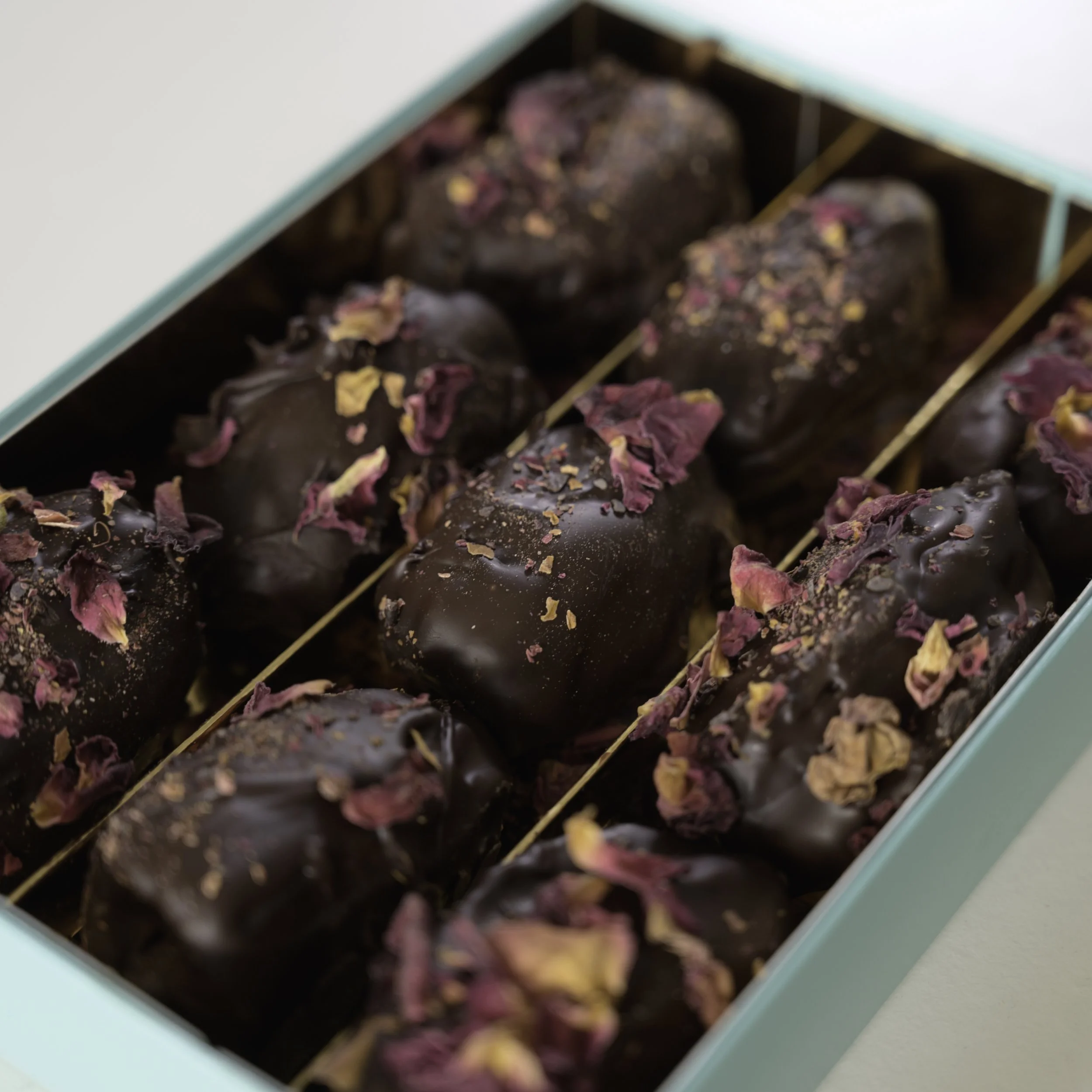 80% chocolate covered medjool dates stuffed with almonds