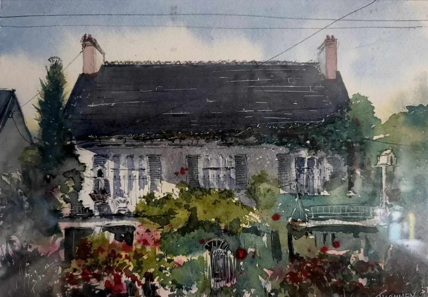 Gifted this painting to my mother 6 years ago. How time fly&rsquo;s. It&rsquo;s a house just down the road from where I live. The whole house is covered in hundreds and hundreds of plants that blossom and flower in the spring. Apparently an artist li