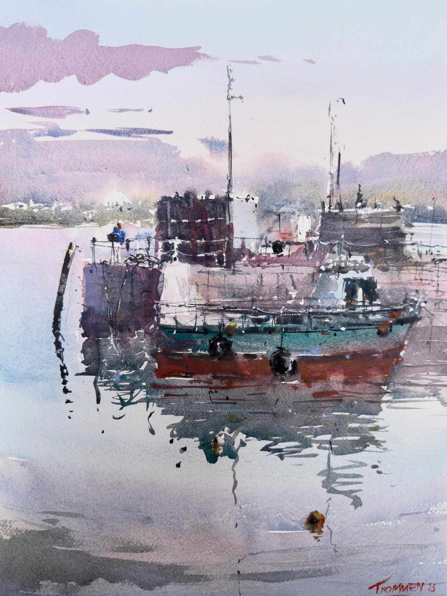 This one is called &ldquo;Painting on the pier in Cobh&rdquo;.

I&rsquo;m bringing my Cork Plein Air group back there this coming Sunday. If anyone&rsquo;s around Cork then come and join us. @hariwatercolor will buy you an ice cream. Say Thanks Hari 