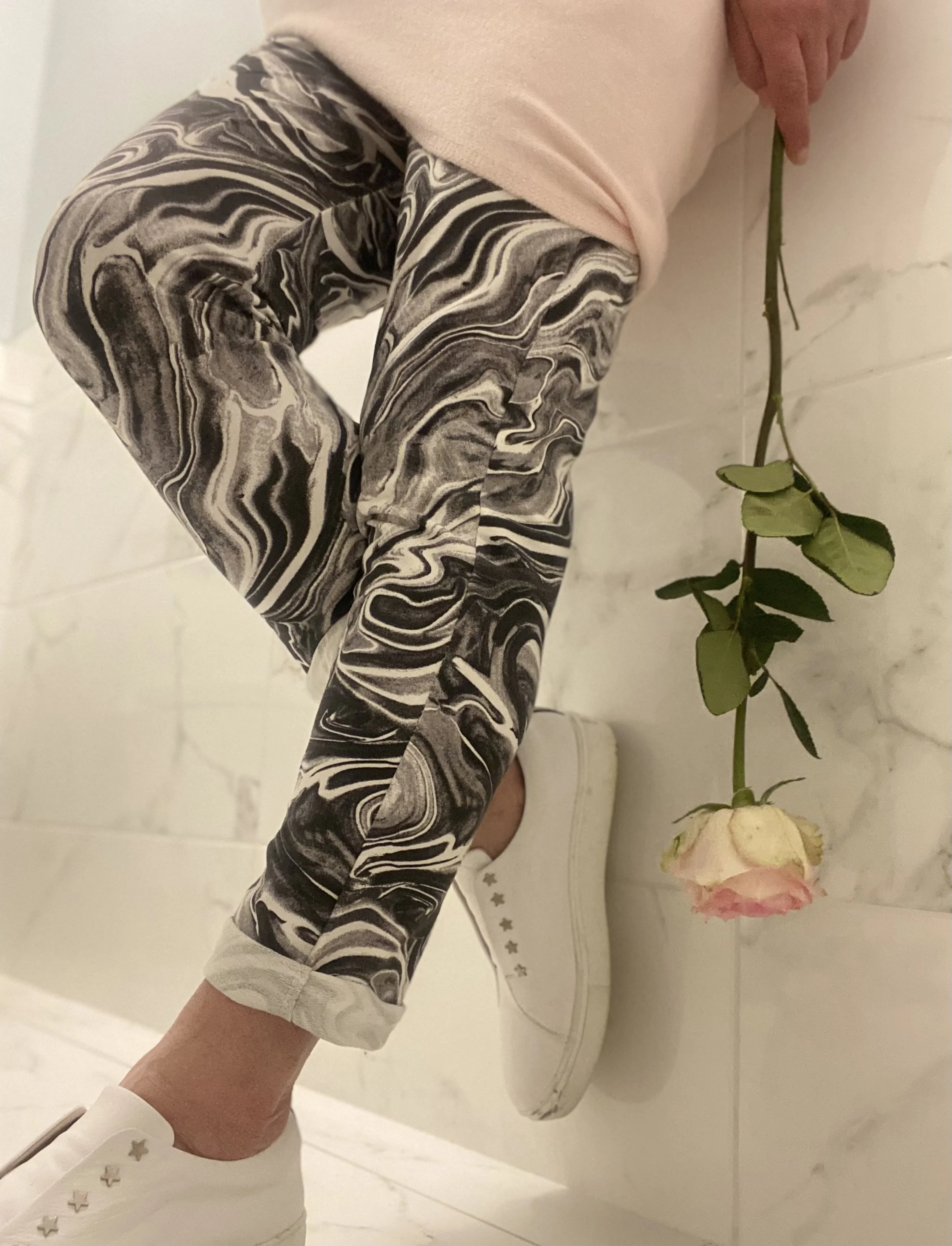 Italian Marble Print Cotton Trousers