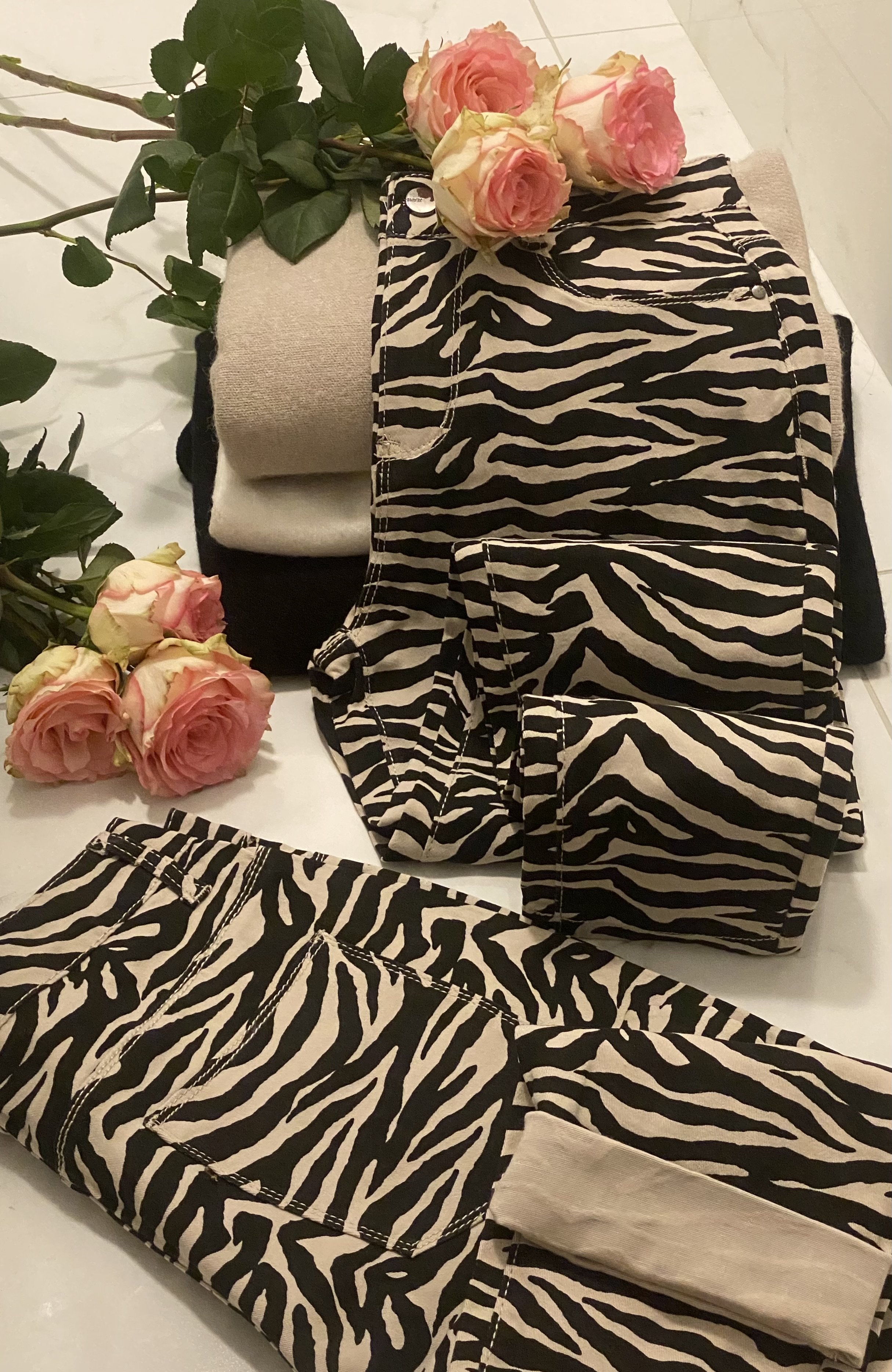 Zebra Pattern Skinny Jeans