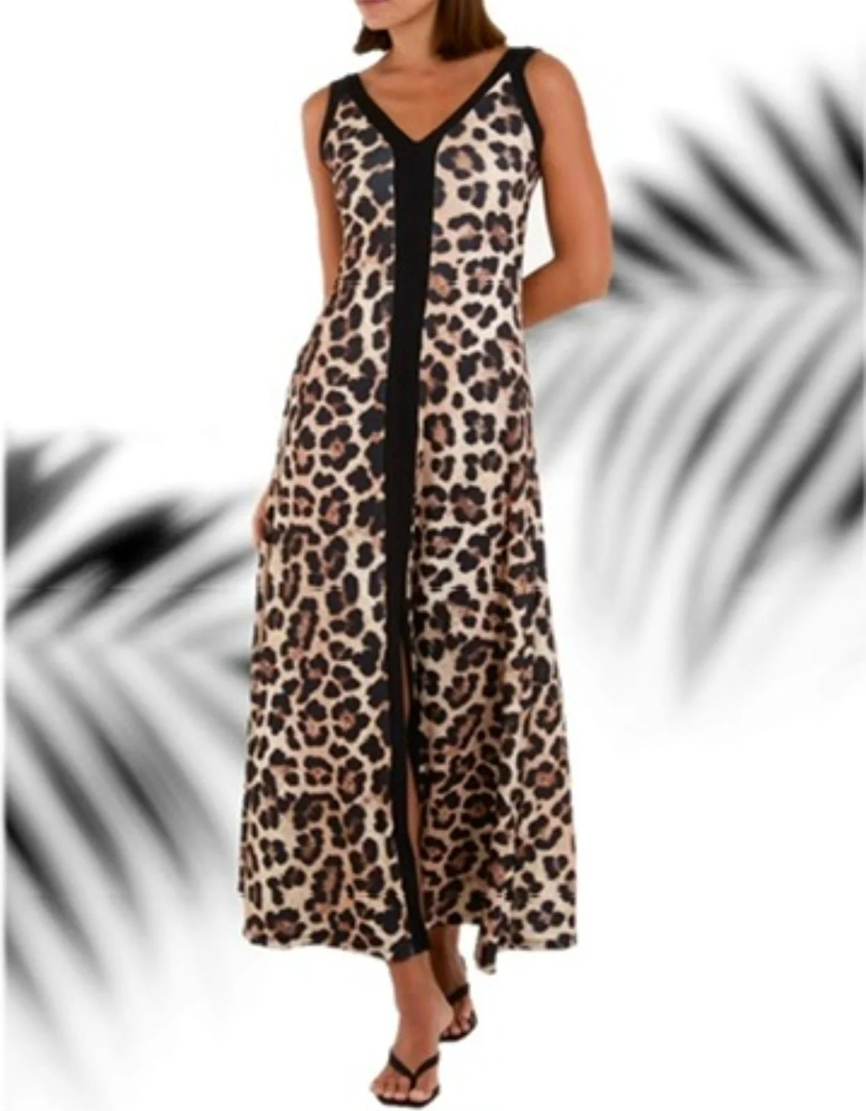 Animal Print Front Split Dress