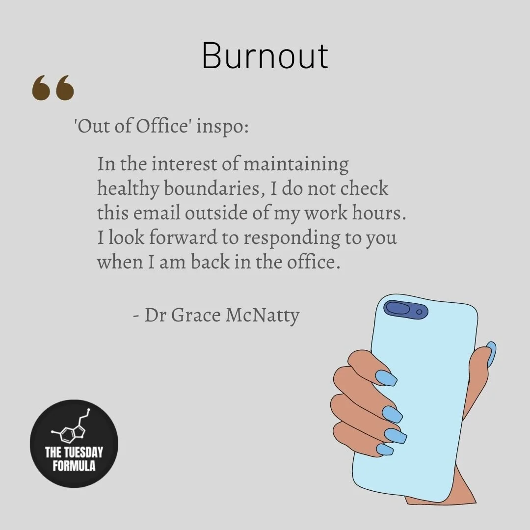 Have a play around and try out some auto-responses that will prevent you from burning out.
.
.
.
.
.
.
.

#burnout #boundaries #thetuesdayformula #tuesdayformula #drgracemcnatty #gracemcnatty #manlywharf #manlybeach #manly #manlycove #fairlight #balg