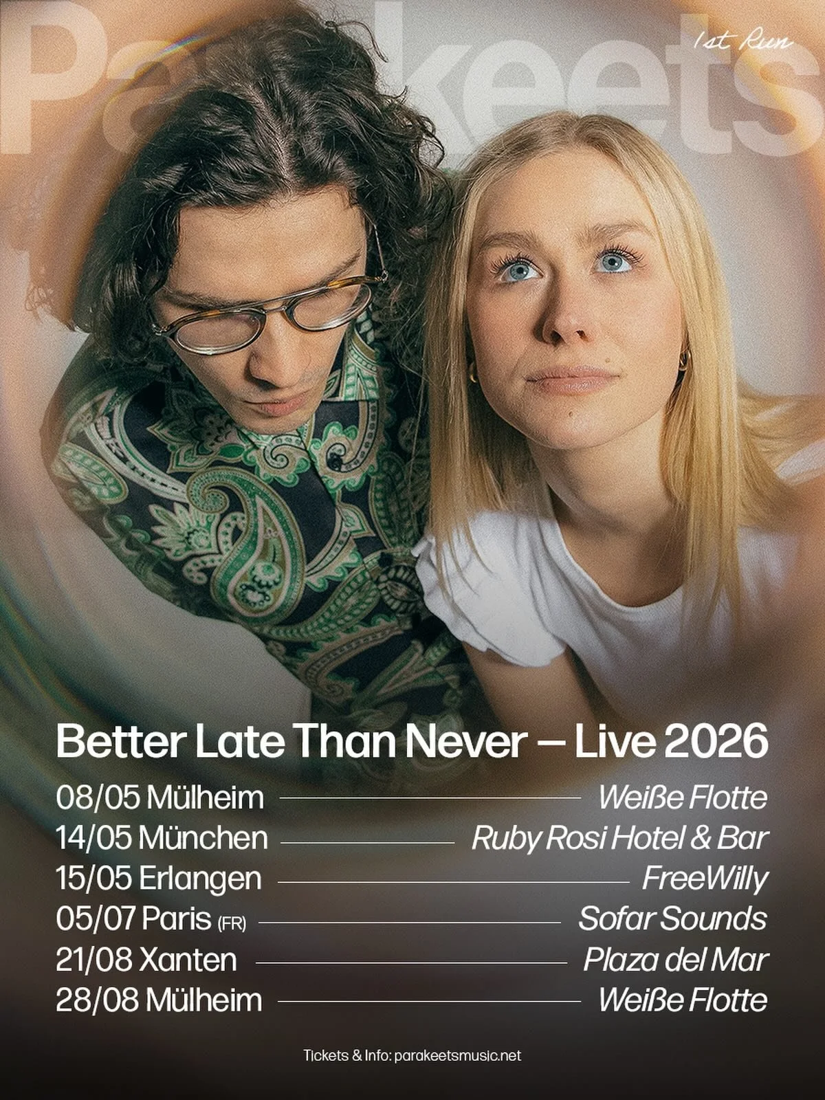 We&rsquo;re playing our first run of shows this year, taking us to Munich, Erlangen &amp; Paris, among others. 
Would love to see you somewhere out there ❤️ 
Better Late Than Never &ndash; out now x