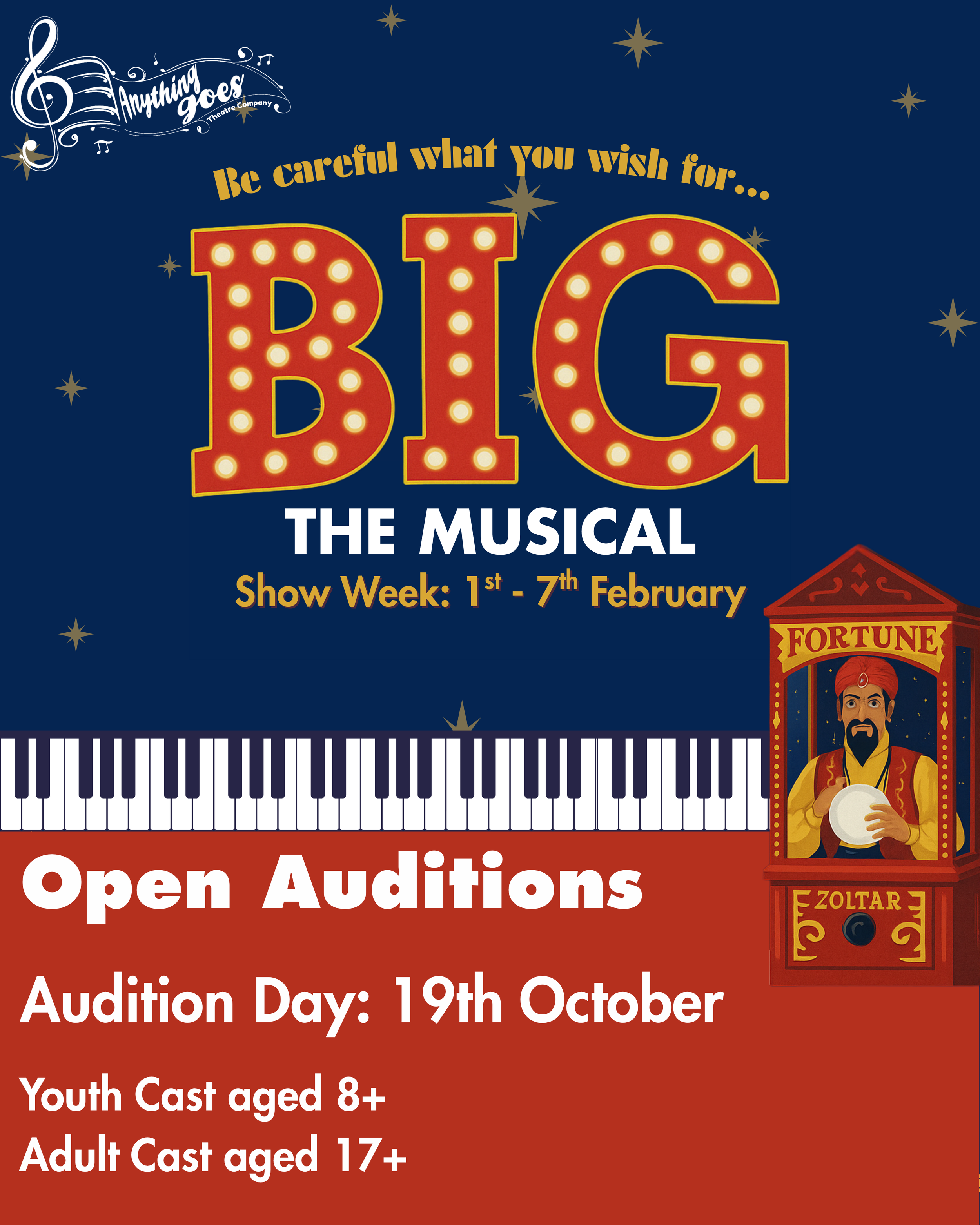 Big the Musical Auditions — Anything Goes Theatre Company