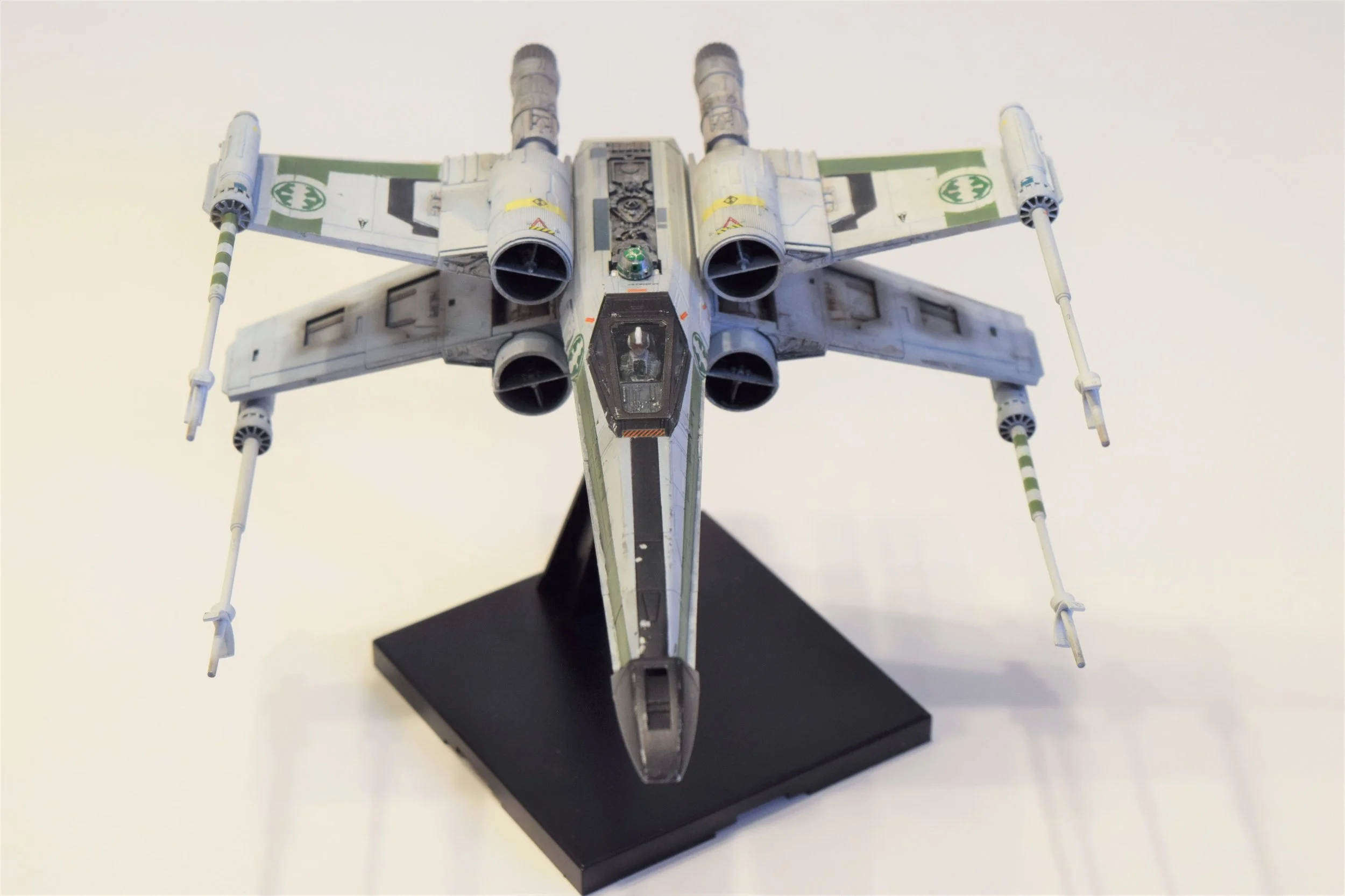 Bandai's 1/72 scale X-Wing, built on commission in Corellian Security Forces colors. This is a custom paint scheme based on a legends universe storyline.