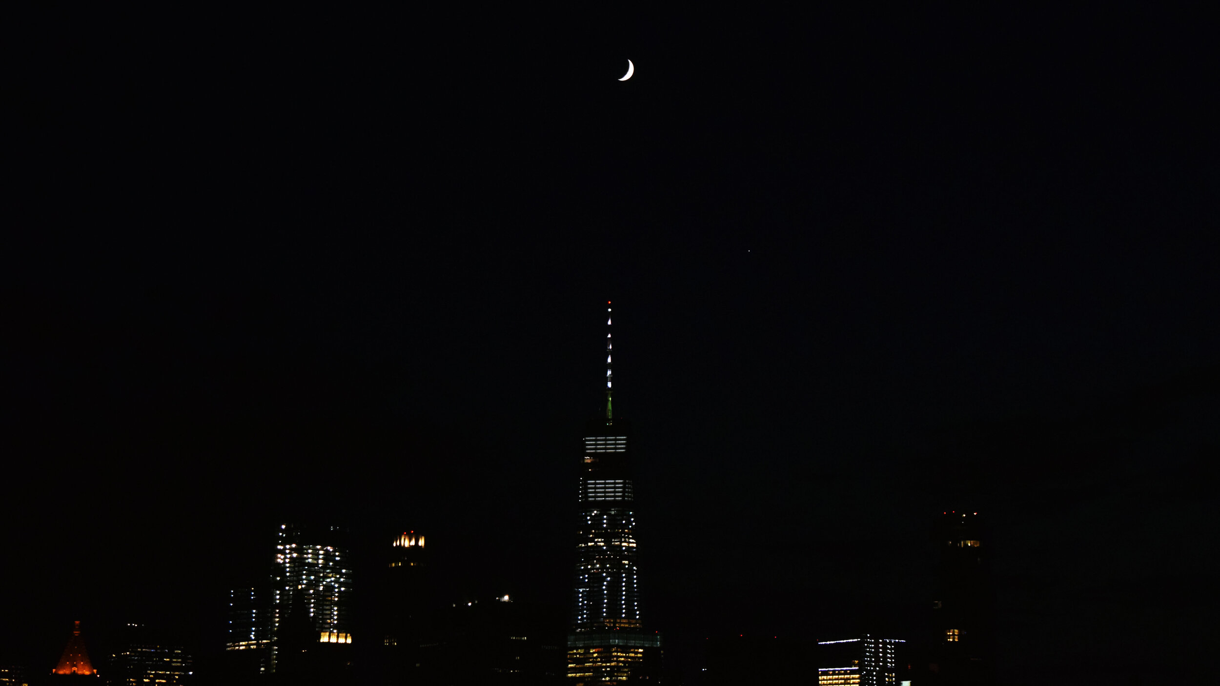 One World Trade Center taken from the rooftop bar at Mr. Purple