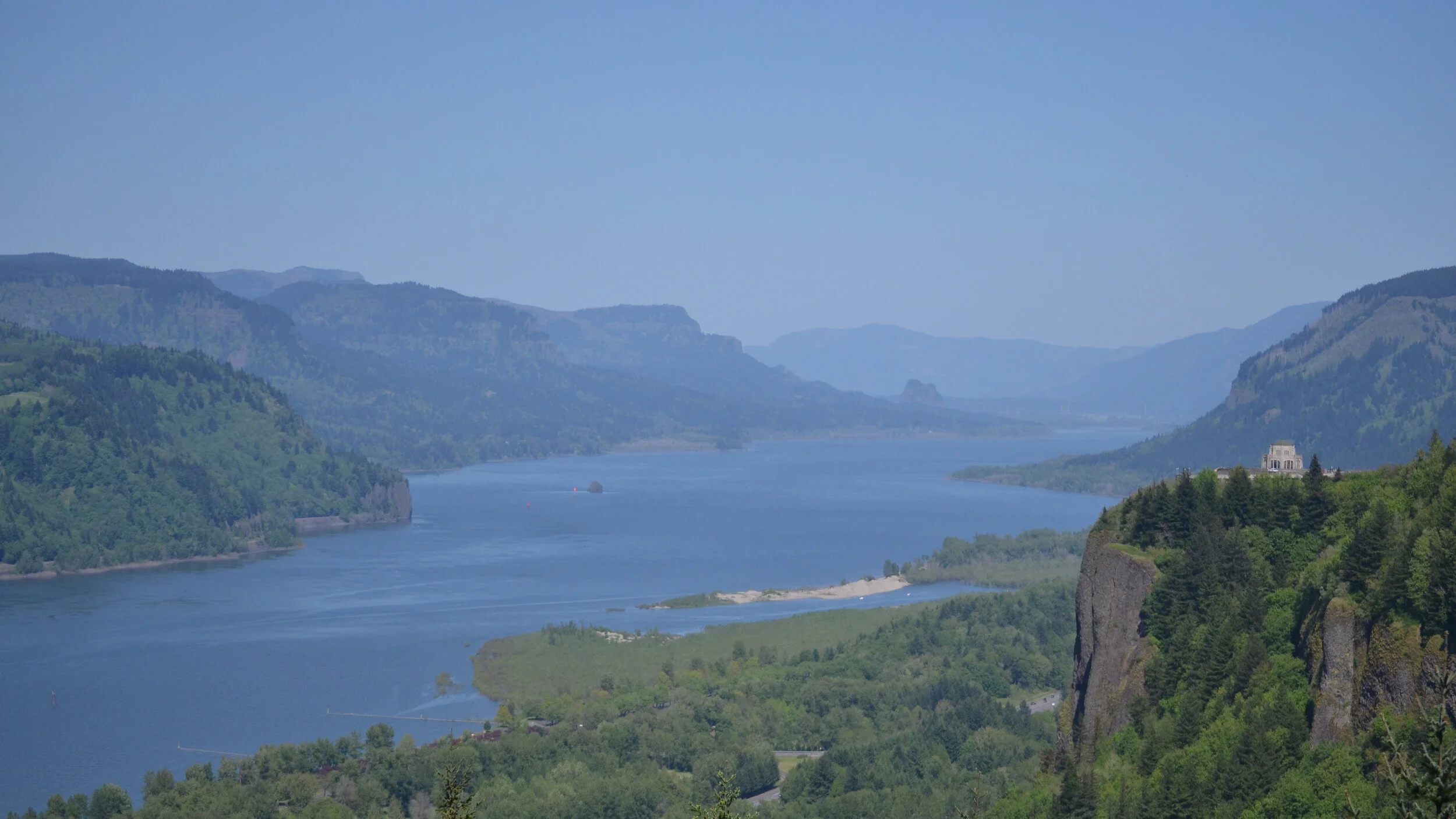 Looking at Vista House, Columbia River Gorge, Oregon