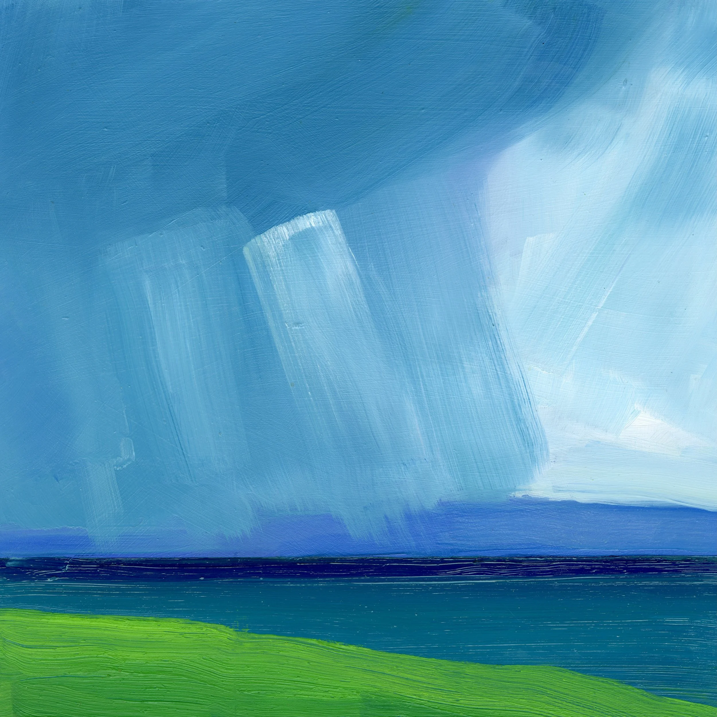 WESTERLY SHOWERS (oil on board, 27x26.5cm)