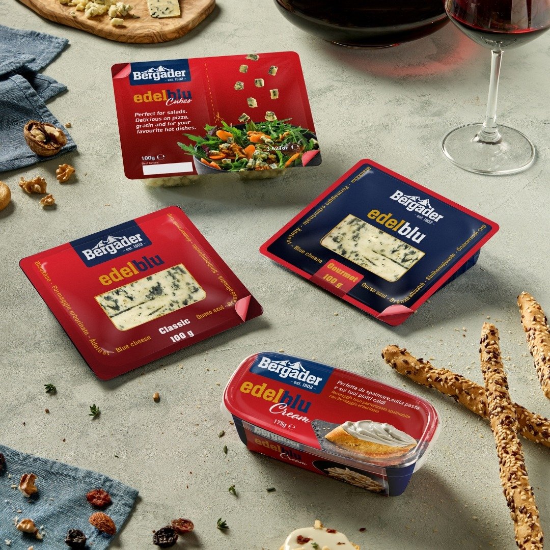 No matter what type of blue cheese you crave, Bergader's edelblu line has you covered! Edelblu cubes, cream, and gourmet are all bursting with tantalizing flavor and pair nicely with your favorite glass of red wine.

#abbeyspecialty #bergader #bergad