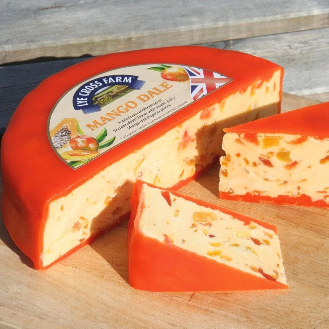 Lye Cross Farm Mango Dale is a delicious combination of Wensleydale cheese with sweet, juicy Mango and Papaya pieces. Enjoy it on its own or on a charcuterie board. 

#abbey #abbeyspecialty #lyecrossfarm #cheese #milk #dairy #cheeselove #cheeseandwin