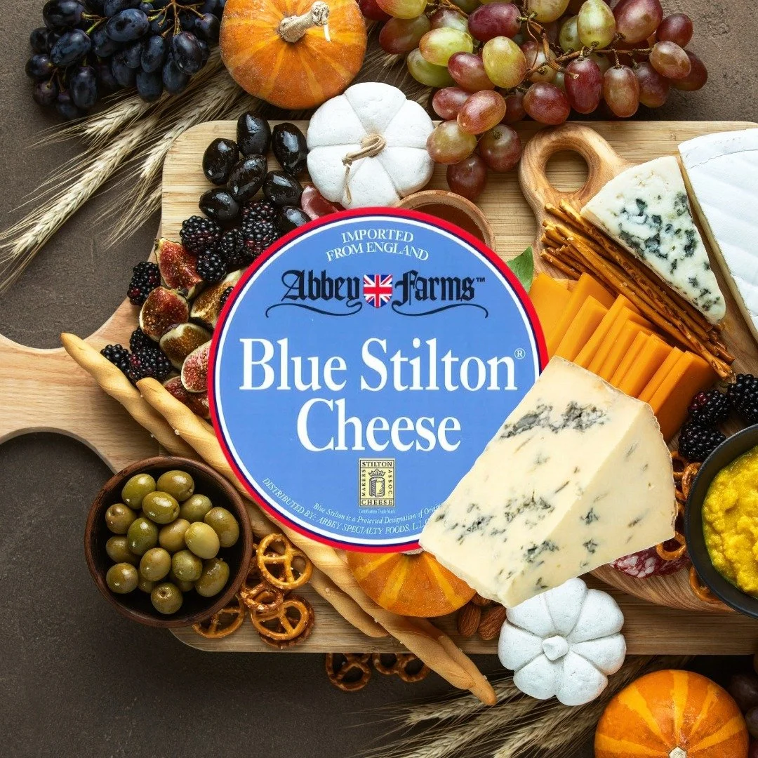 Embrace the fall weather with Abbey Farms Blue Stilton! It is a full-flavored, rich cheese with a firm yet crumbly texture. This pairs perfectly with your favorite sherry, port, or robust red wine. 

#abbey #abbeyspecialty #abbeyfarms #bluecheese #bl