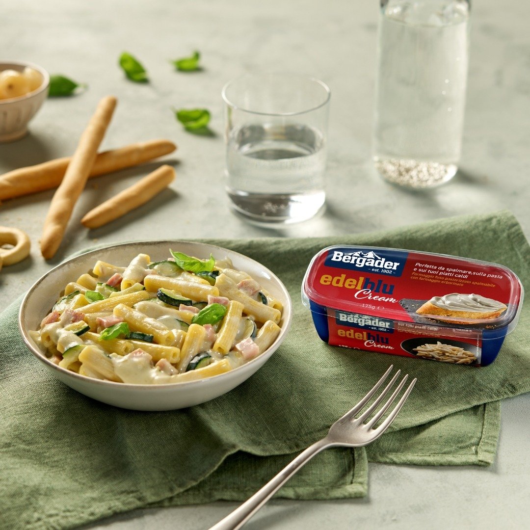 Enjoy the rich taste of Bergader&rsquo;s edelblu cream. This cheese is full of flavor! Give our pasta with zucchini, ham, and edelblu cream a try. You can find the recipe at the link, www.abbeyspecialty.com/rec/pastawithedelblu or in our bio.

#abbey