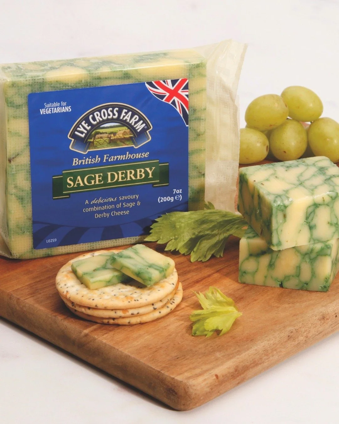 Lye Cross Farm Sage Derby is well-known for its versatility and mild sage flavor, adding vibrant color and a unique taste to your next charcuterie board.

#abbeyspecialty #lyecrossfarm #sagederby #cheese #charcuterieboard