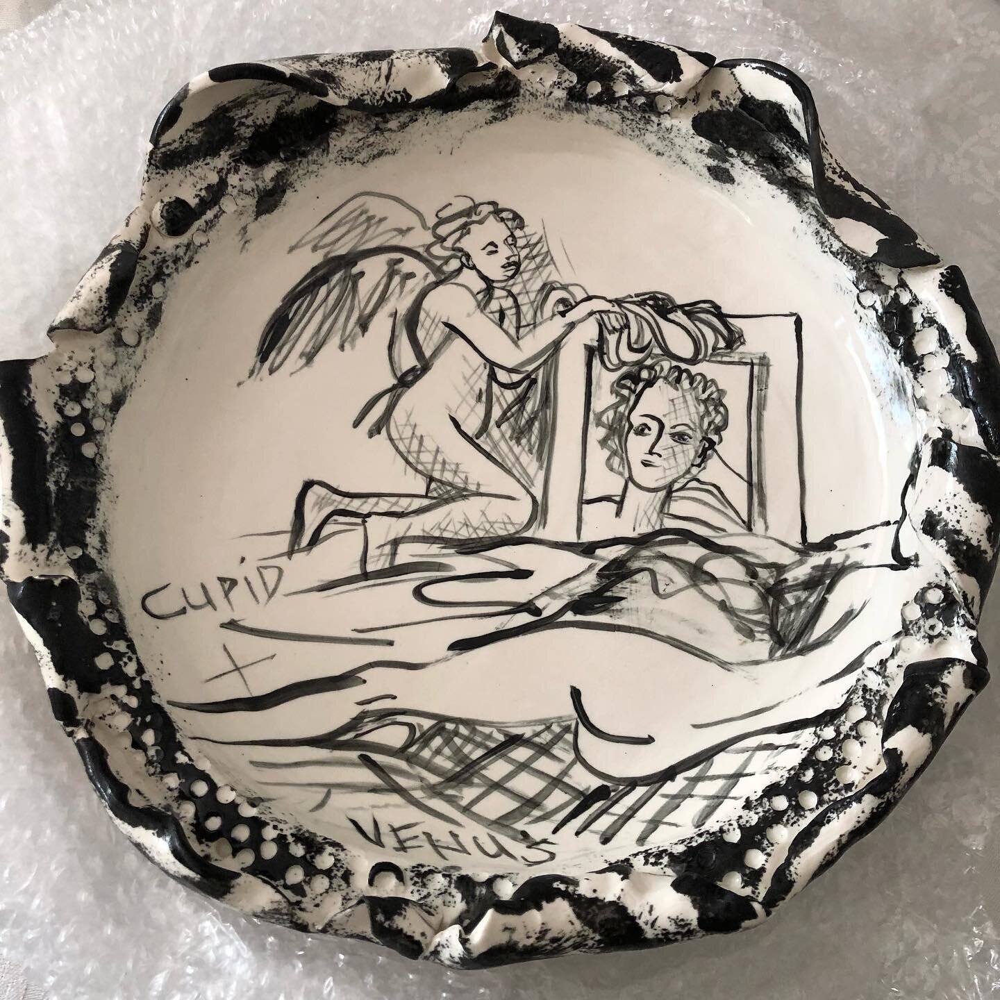 Goodbye to my Venus and Cupid plate inspired by the great Velasquez painting called Venus at the mirror. Such an intriguing image couldn&rsquo;t help but draw it to absorb the full meaning of the composition. Art history as inspiration. My obsession 