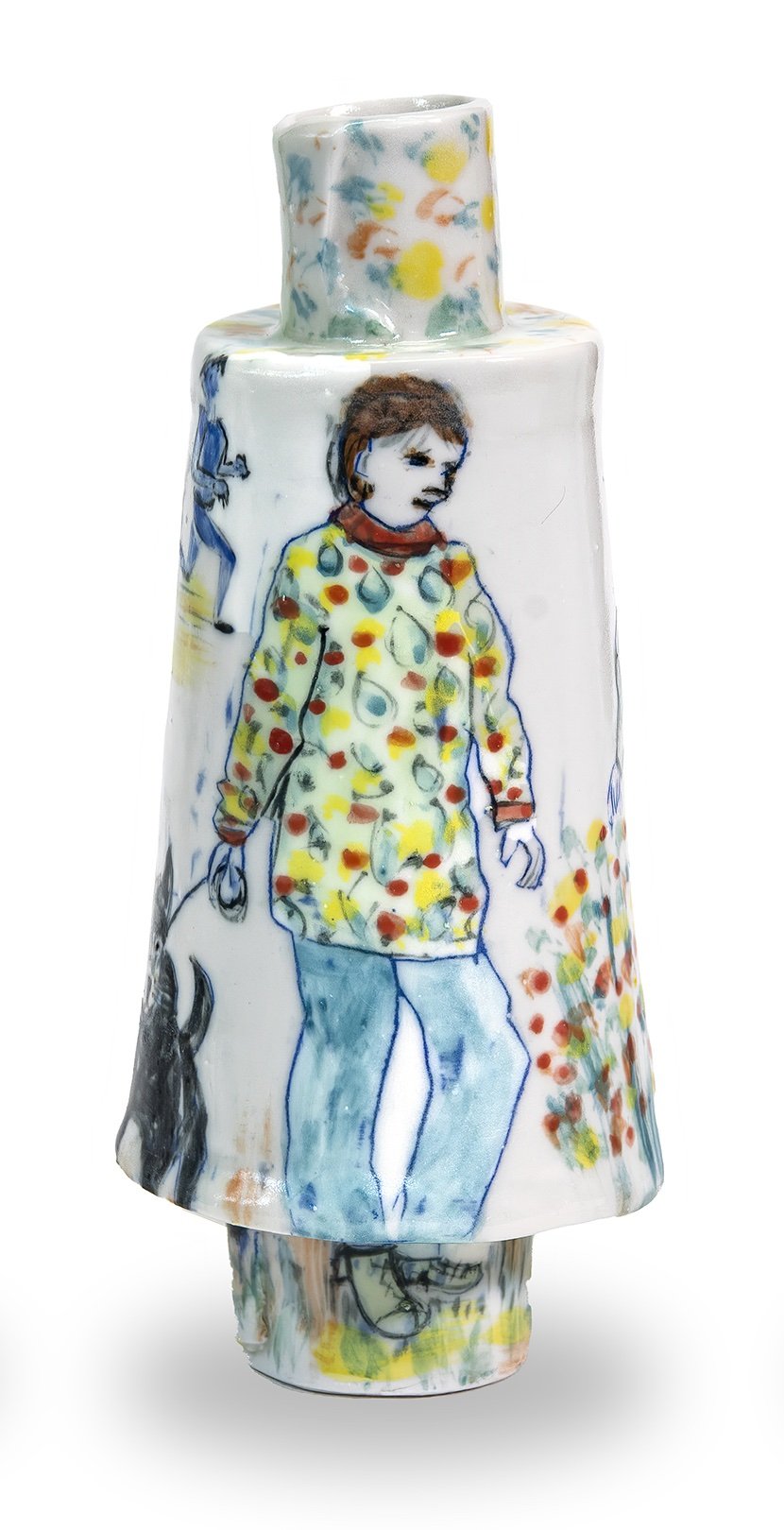 Gail Altschuler Spotty shirt Dog walker vessel .jpeg