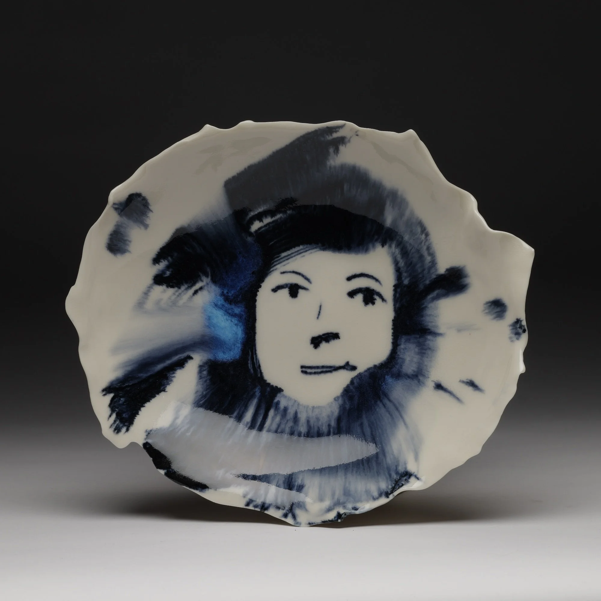 Biting my Lip narrative porcelain plate
