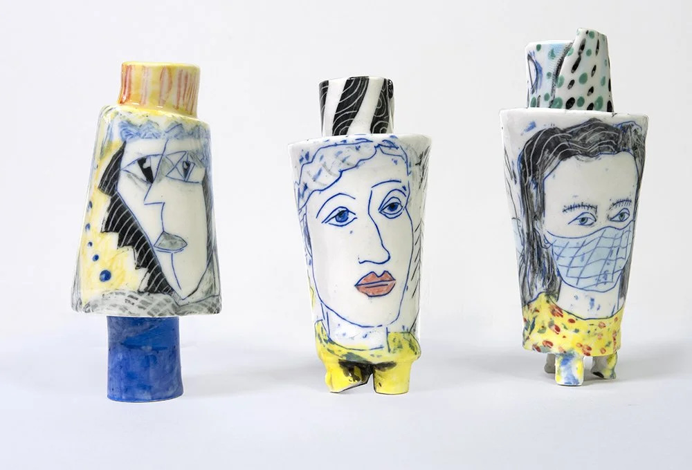 Porcelain Ceramics, Vessels and Plates 