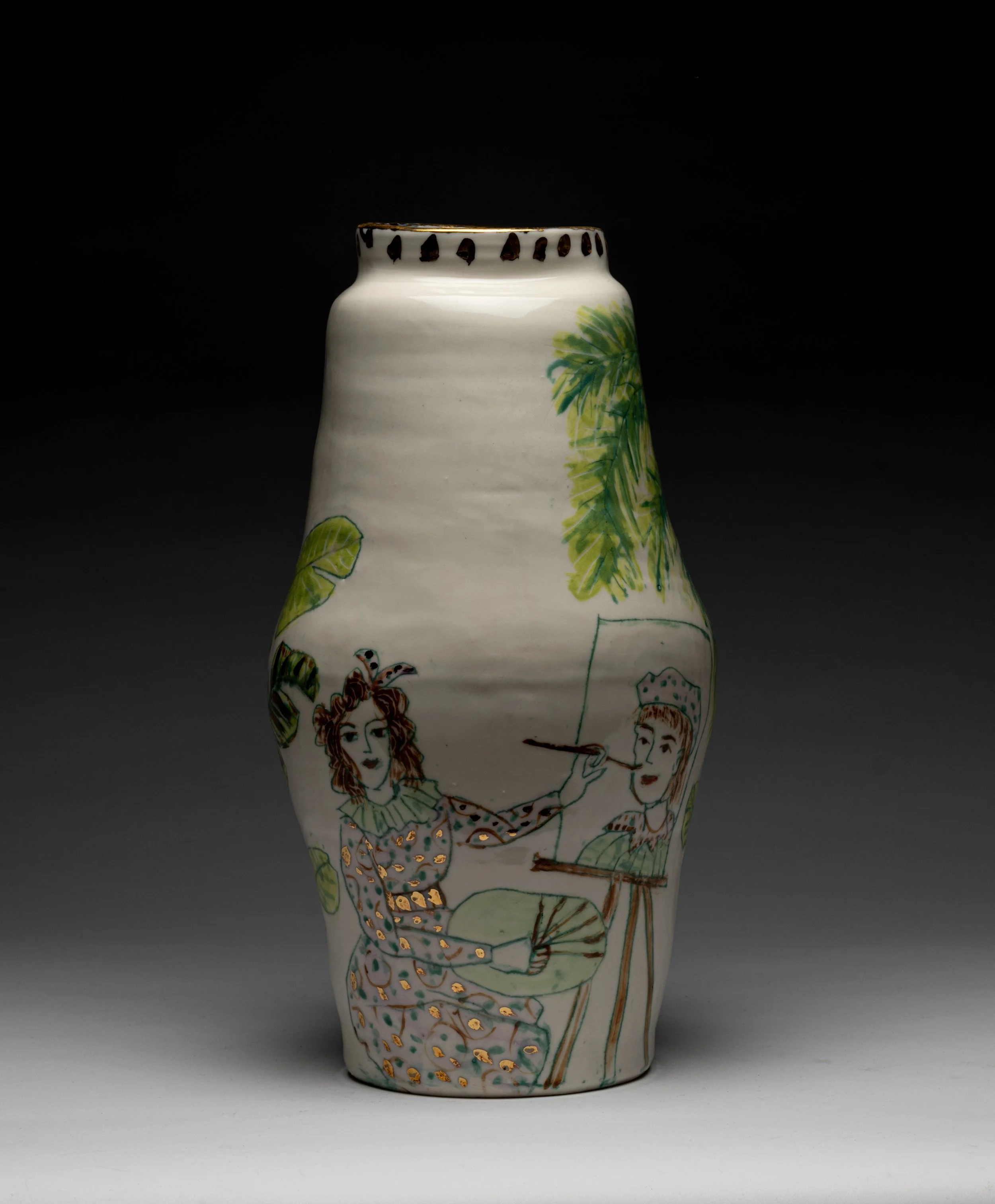 Artist at easel vase