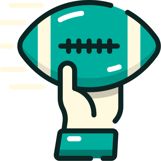 A hand throwing a football quickly illustration