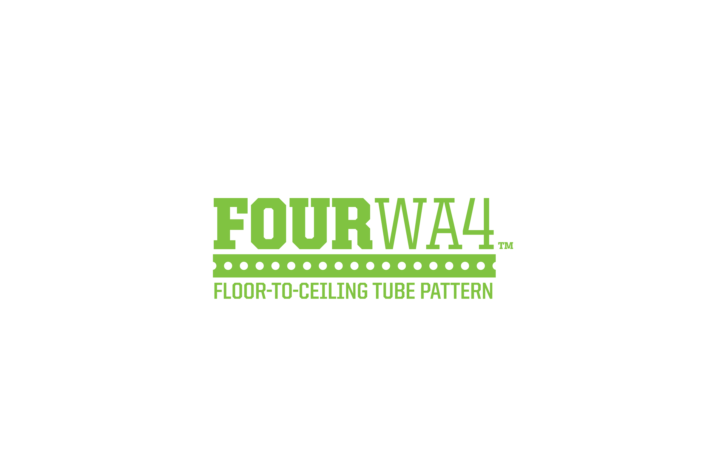 Logo for FOURWA4 technology that with the tagline 'Floor-to-Ceiling Tube Pattern' in green text.