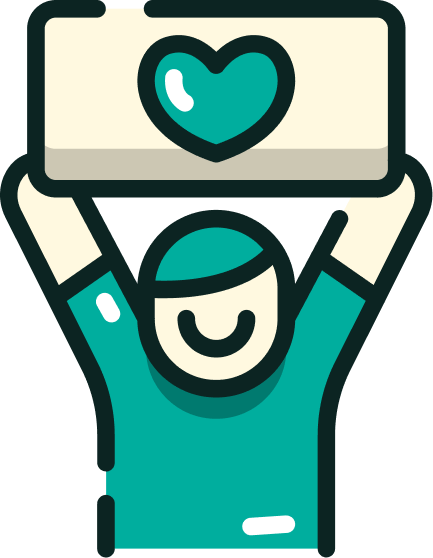 Person or fan holding a sign up with a heart on it illustration