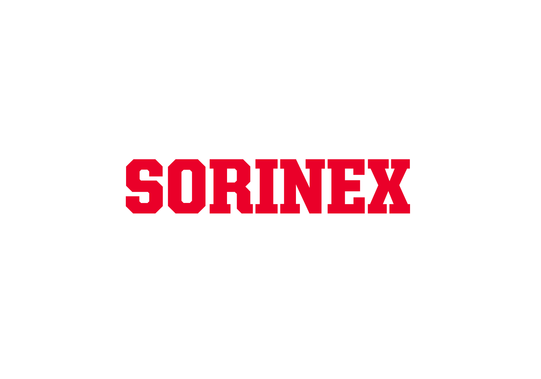 Red text that says 'SORINEX' on a white background.