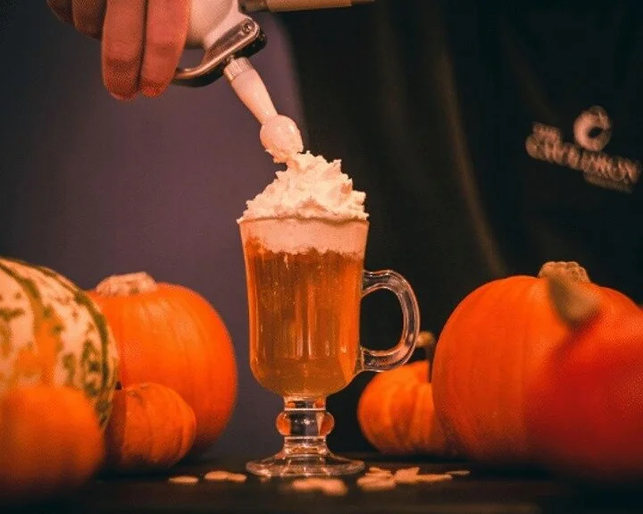 We are welcoming autumn &amp; Halloween with our limited edition winter warmer cocktail the HallowCream! 🍂🎃 ⠀
⠀
A delicious cocktail of hot &amp; spiced apple cider infused with cinnamon, orange, ginger beer, butterscotch syrup topped with homemade butterscotch whipped cream and a drizzling of caramel! 🤤⠀
⠀
Adults have the option to make theirs boozy by adding a helping of cognac, bourbon, or Dead Man&rsquo;s Fingers hazelnut rum ☠️⠀
⠀
*Available throughout October*⠀
⠀
#limitededition #winterwarmer #cocktails #wizardexploratorium #thecauldron #october #hellooctober #autumn #halloween #halloween2020 #hottoddy #cognac #bourbon #rum #deadmansfingers