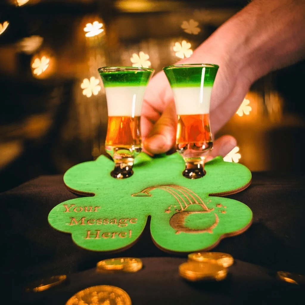 It&rsquo;s still Paddy&rsquo;s Day, even in Lockdown! 🍀
Celebrate at home with our Irish Flag Shot Kit, which makes 4 tricolour, layered shots 🇮🇪
It comes with all equipment and spirits, shot glasses, presentation paddle, bag of gold coins, and handwritten note. 
Available now at shop.thecauldron.io 
#paddysday #lockdown #stpatricksday #treats #celebrate