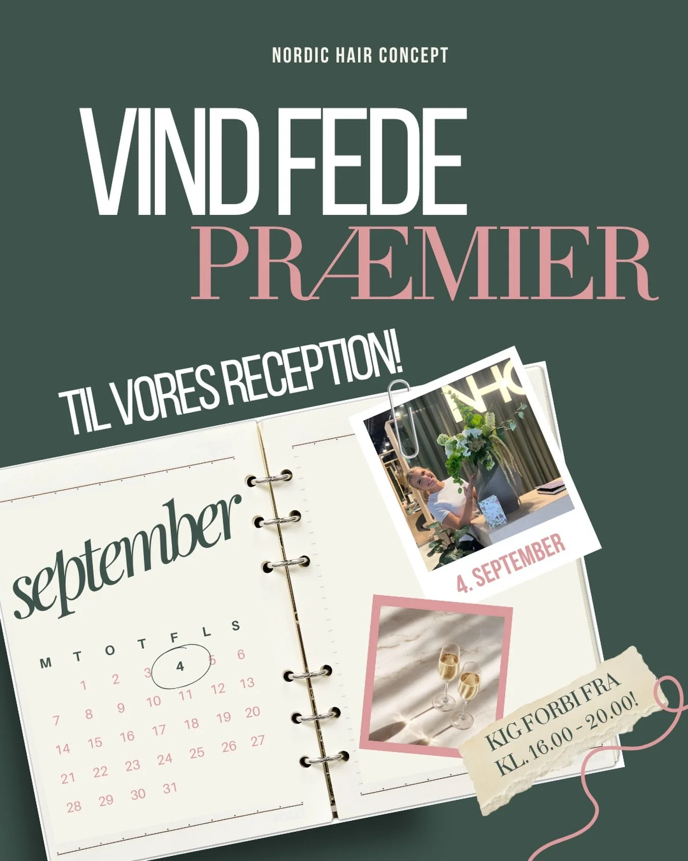 Kom forbi og vind fede pr&aelig;mier! 🏆

Fredag d. 4/9 holder vi reception i vores nye salon i Valby og du har mulighed for at vinde en masse fede pr&aelig;mier og l&aelig;kre sager! 😍

Alle er velkomne til at kigge forbi, deltage i konkurrencerne,