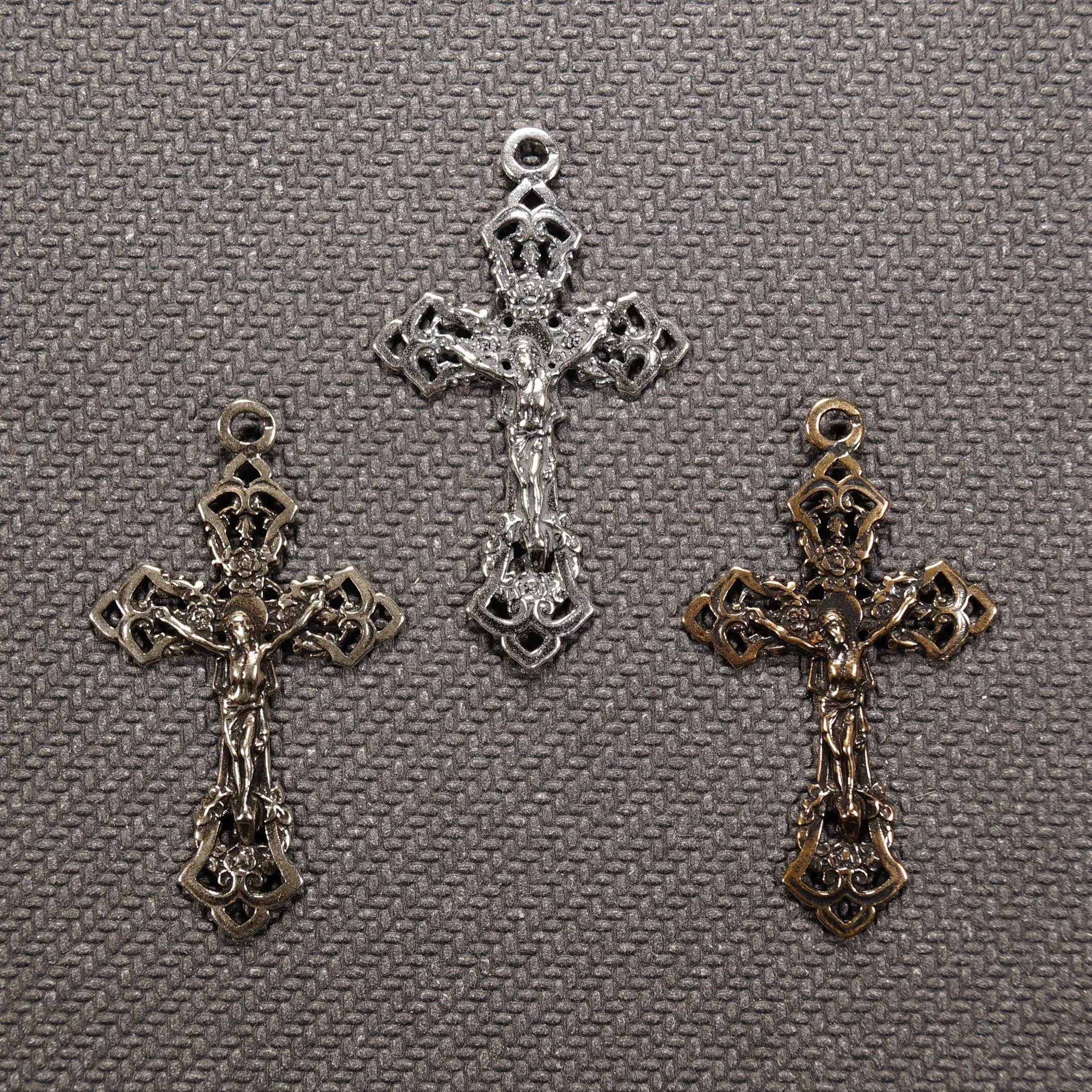 Openwork Rose Wreath Crucifix