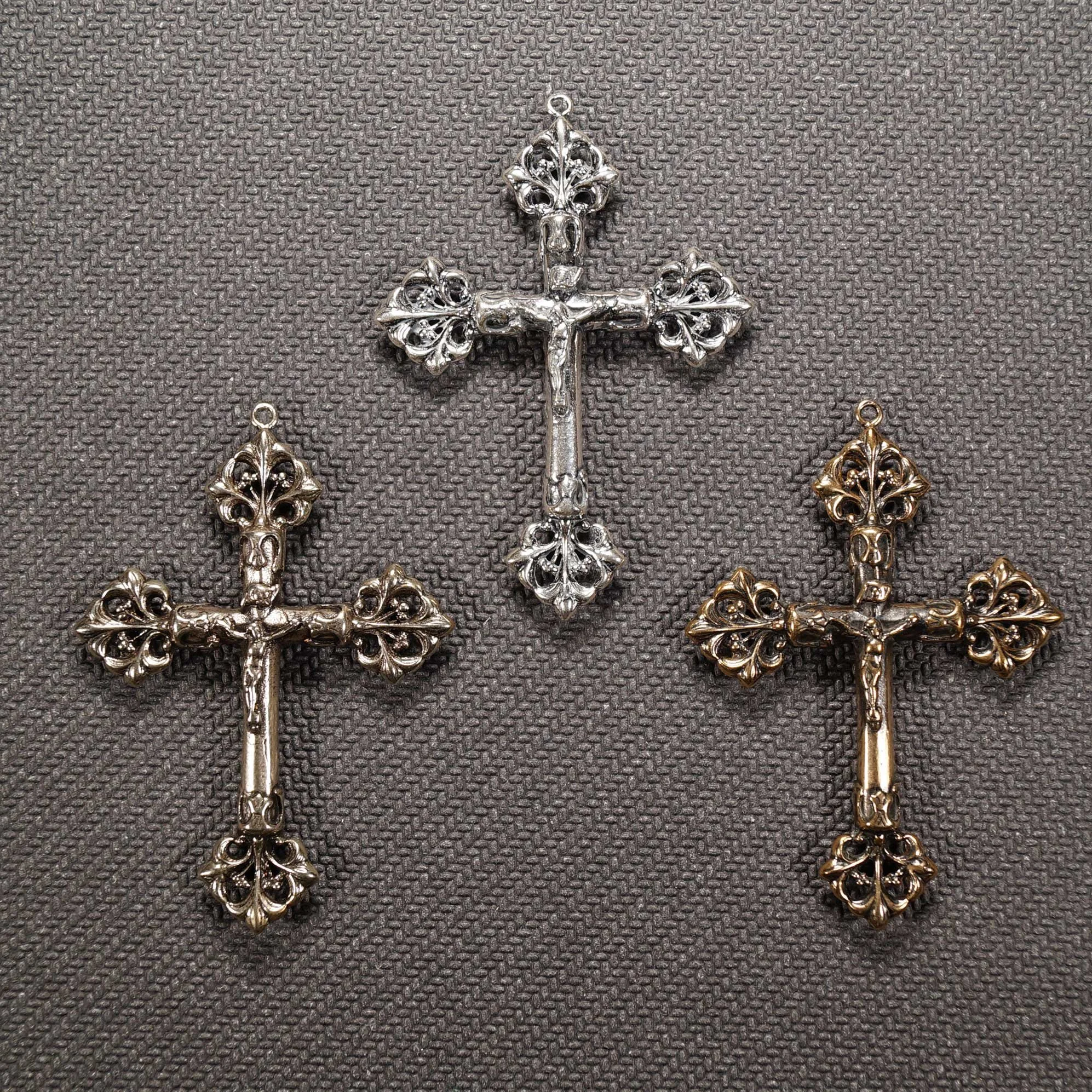 French Arms Round Body Lily Crucifix