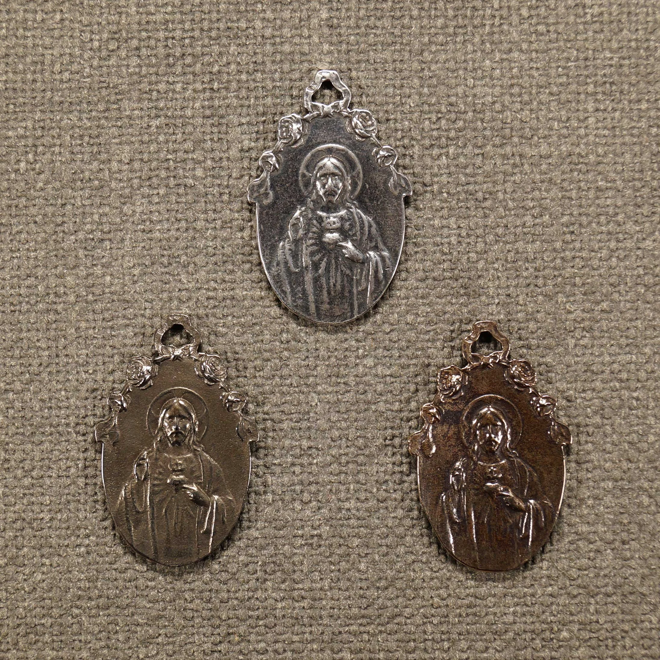 Rose Framed Our Lady of Perpetual Help/Sacred Heart Medal