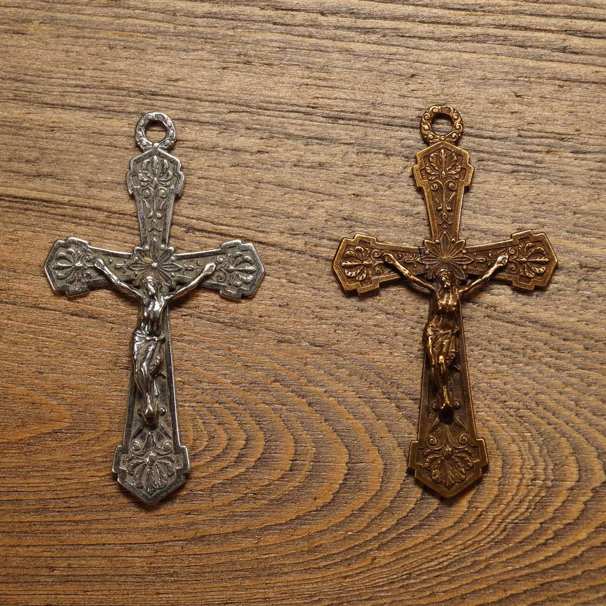 Inscribed Thistle Flowers Crucifix