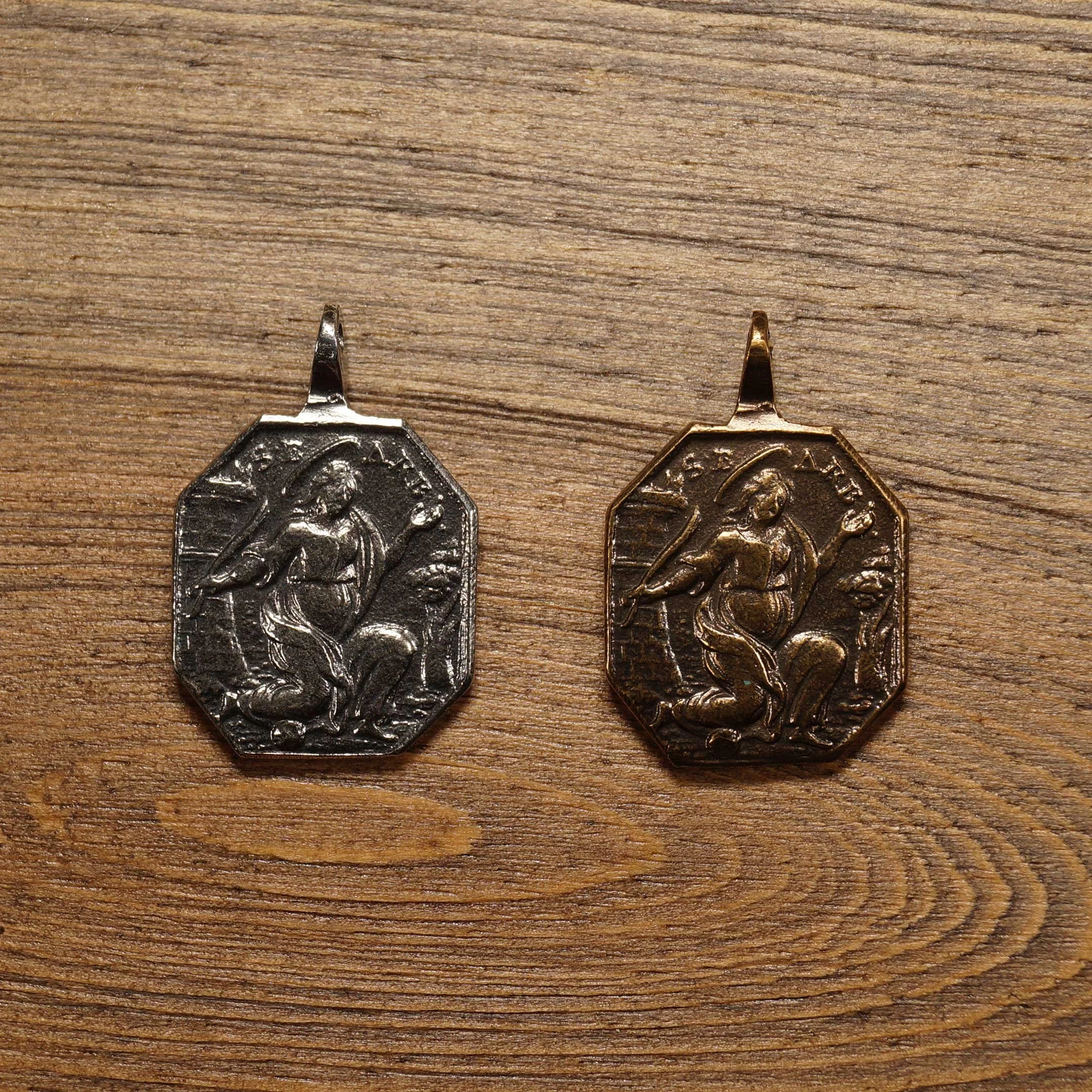 St. Catherine with St. Barbara Medal